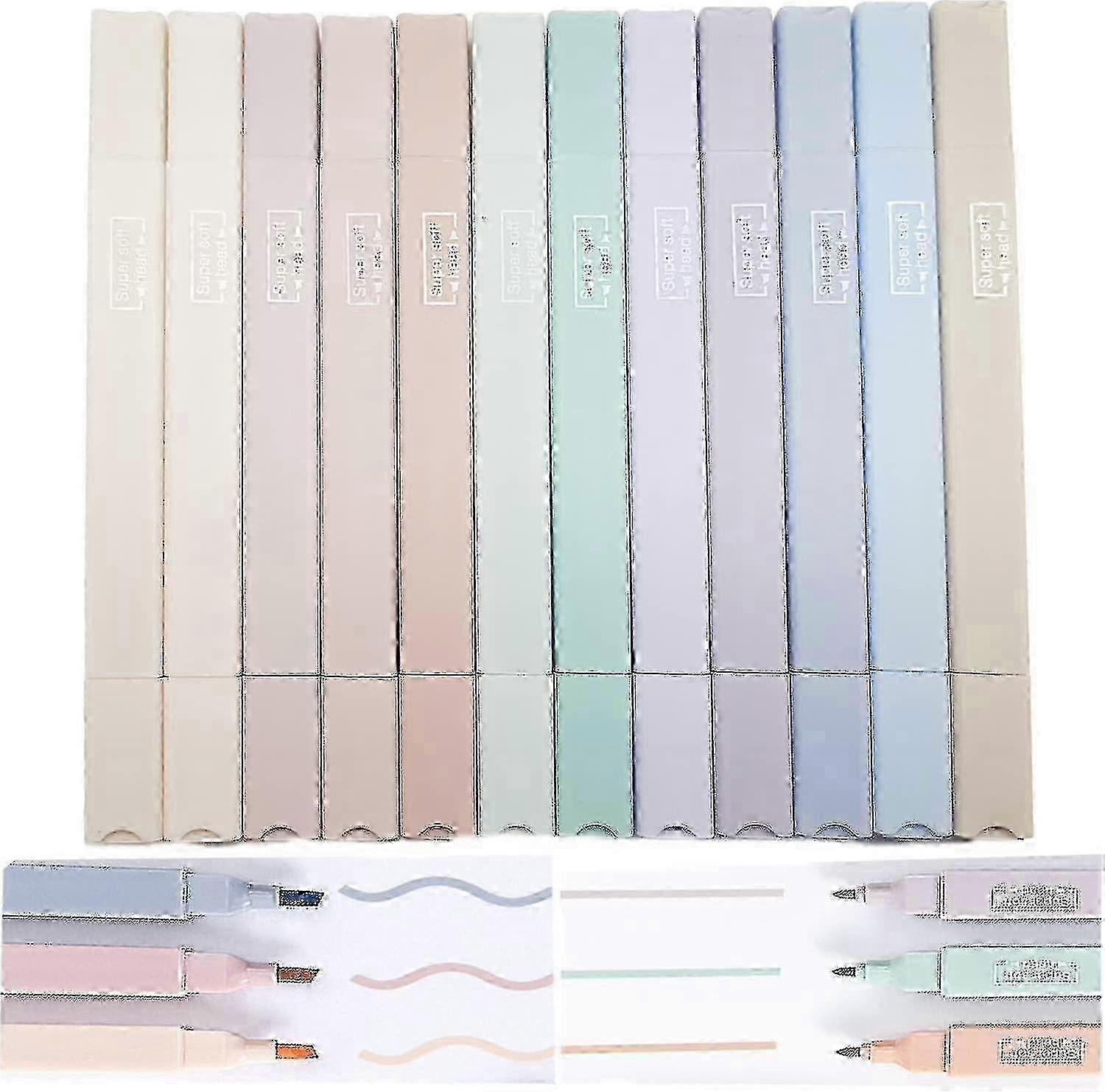12pcs Aesthetic Cute Highlighters with Chisel Tip, Pastel Highlighter Markers for Bible Study, Fast Drying Gel Highlighters that are Easy to