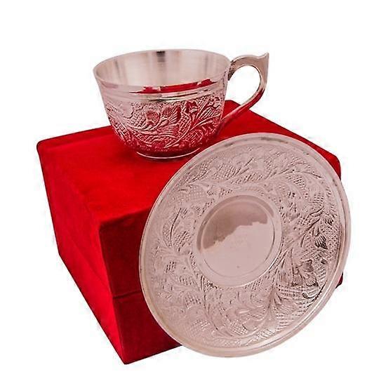 Silverpläterad mässingskopp och fat set för julklapp