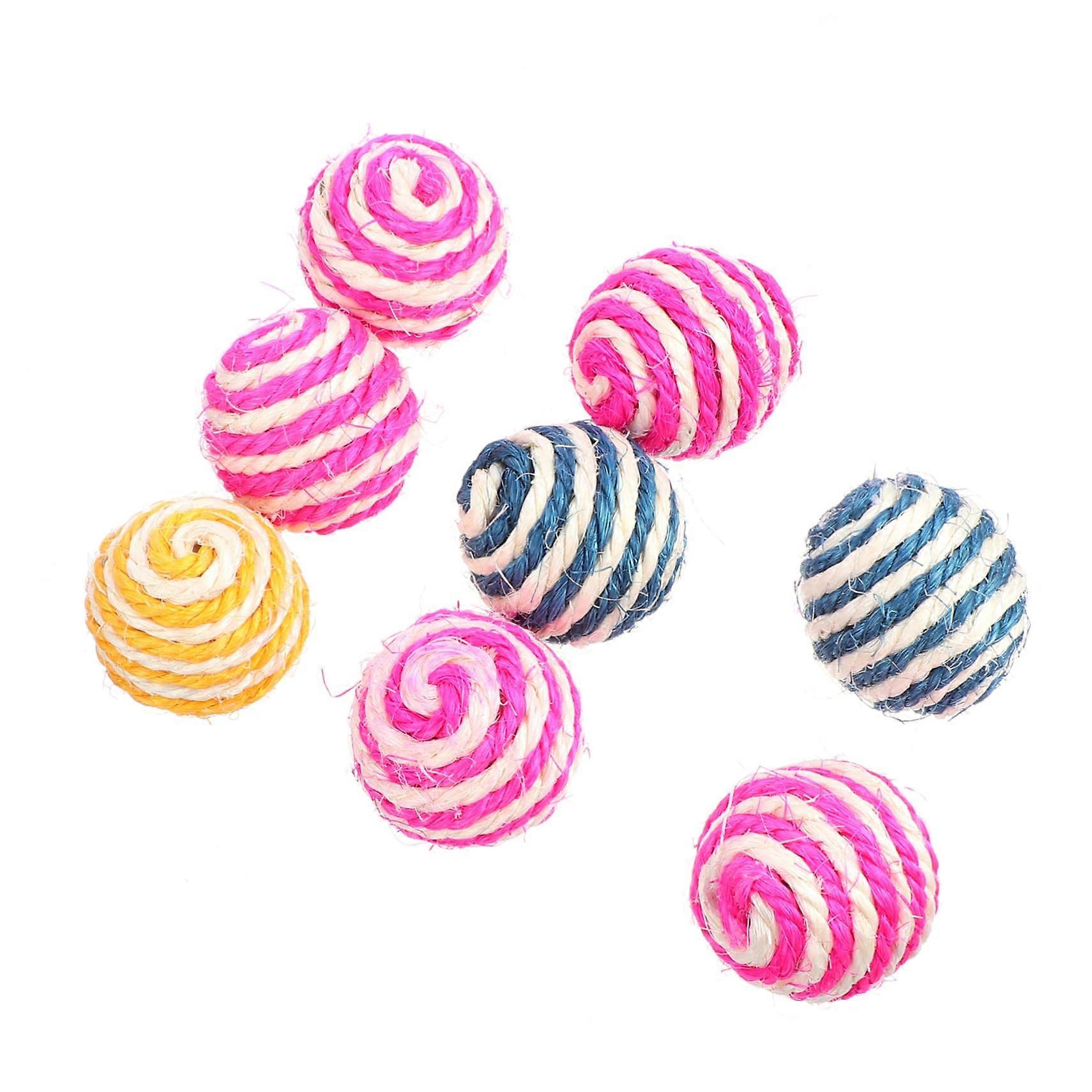 Cat Hemp Balls Pack of 8 for Indoor Kittens, Chew and Scratch Toys, Natural Material, Teasing Sounds, Small Size