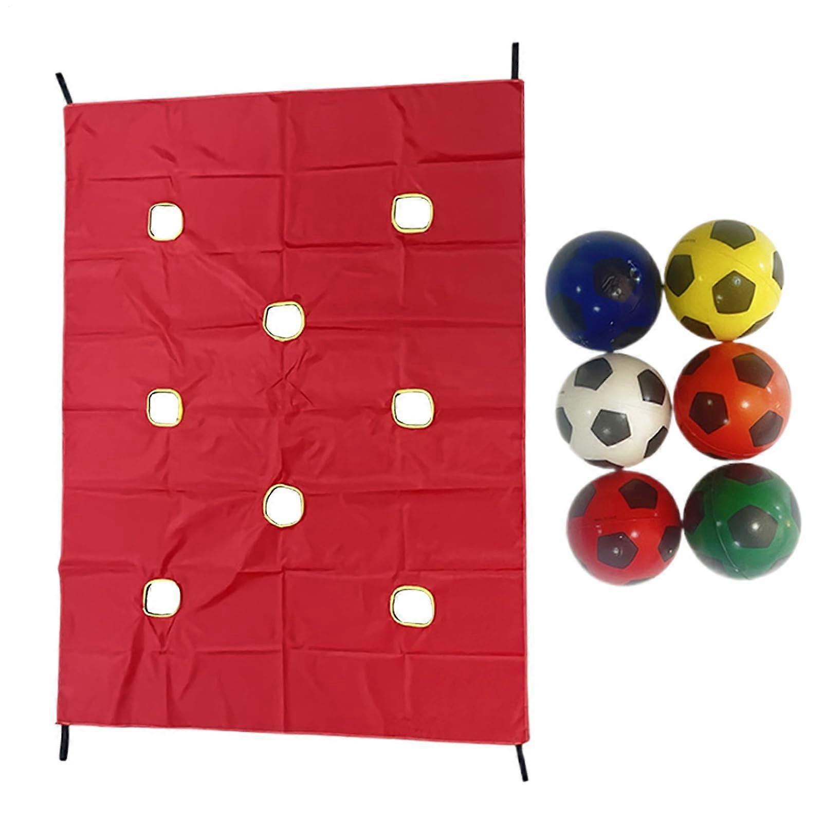 Hole Tarp Team Building Activity, 6.56 x 4.76 Feet Skill-Building Game for Teamwork, Outdoor School and Backyard Fun, Red