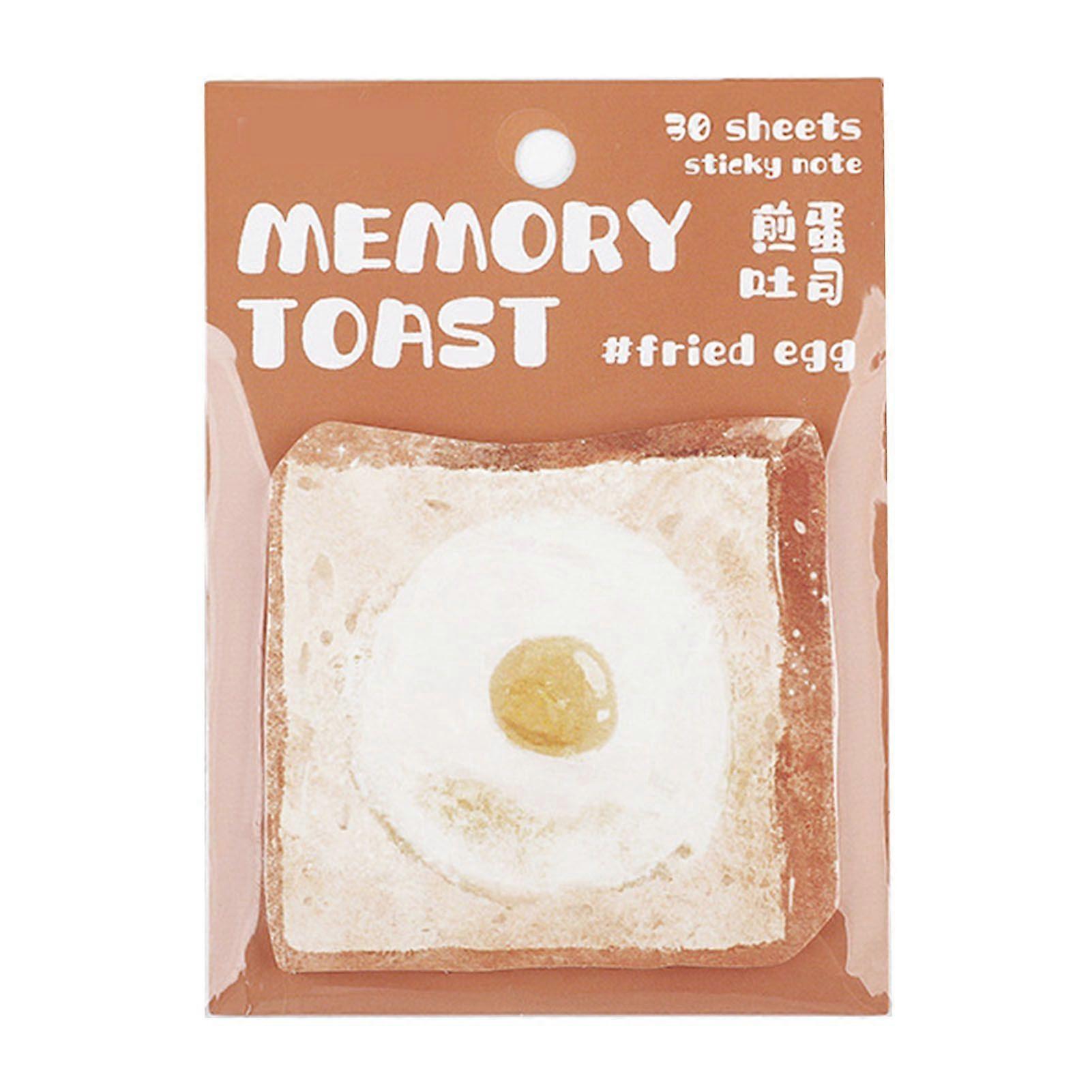2025 Latest Model  30 Sheets Sticky Notes Strong Adhesive Cute Toast Pattern
