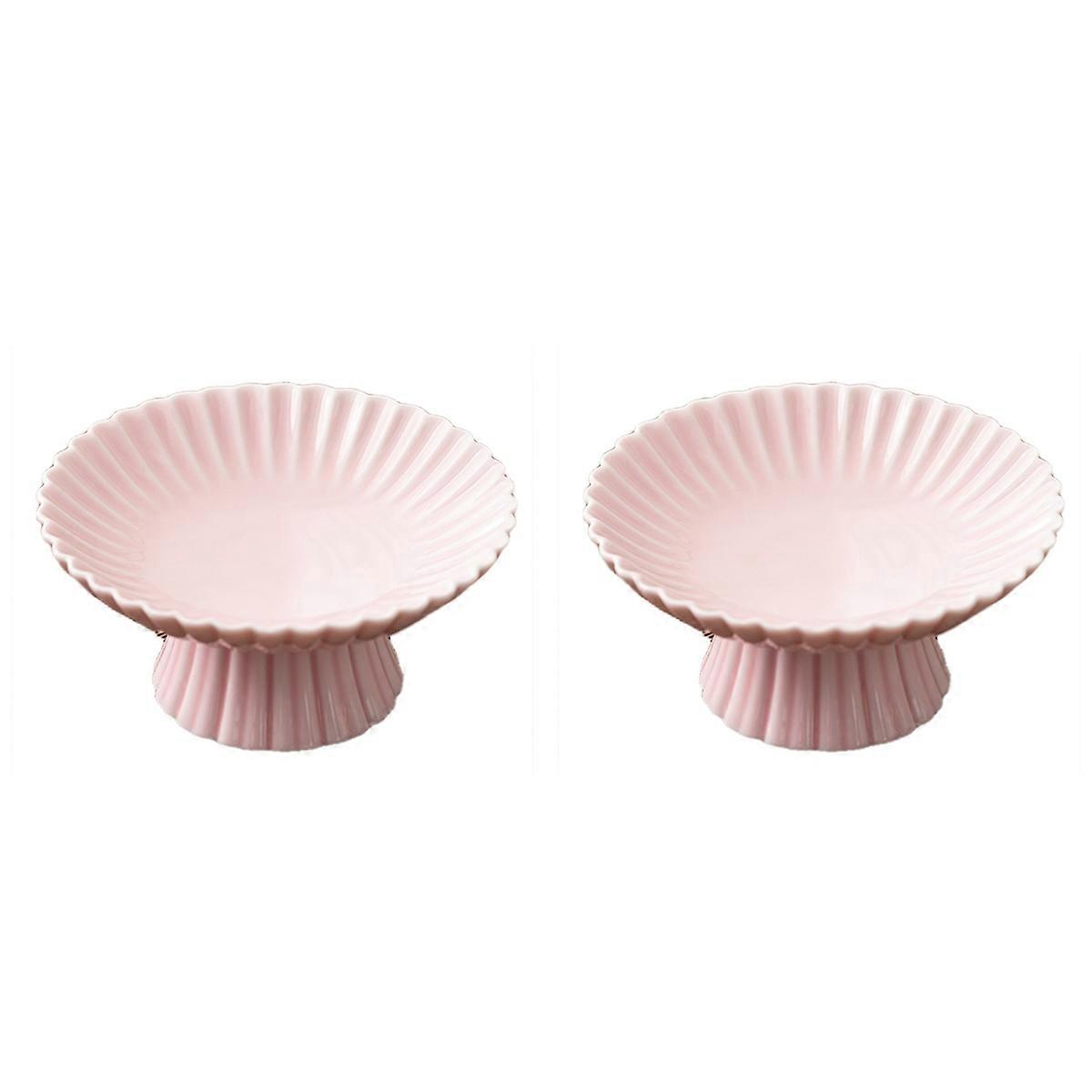 Retro Ceramic Cake Stand Fruit Dish Plate Rouge Pink