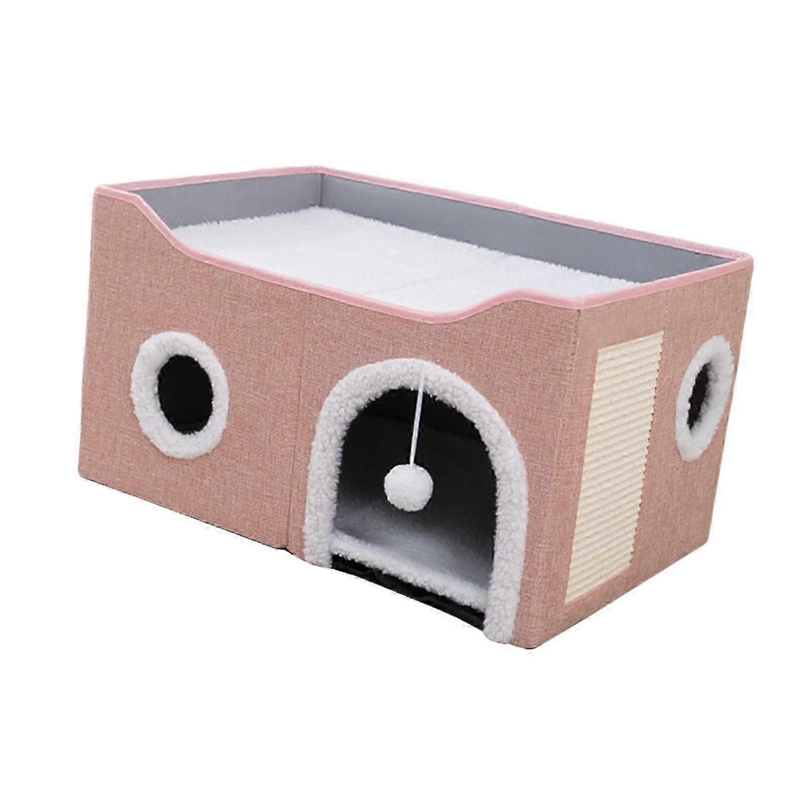 Dual Layer Cat Cave Bed, Spacious Multipurpose Hideaway for Large Cats & Kittens