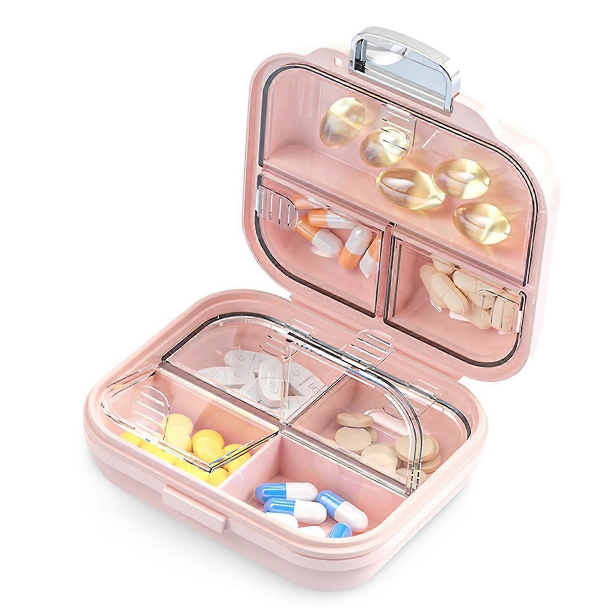 Travel Medicine Box with Labels 7-Compartment Portable Mini Medicine Box Pocket Medicine Box Daily