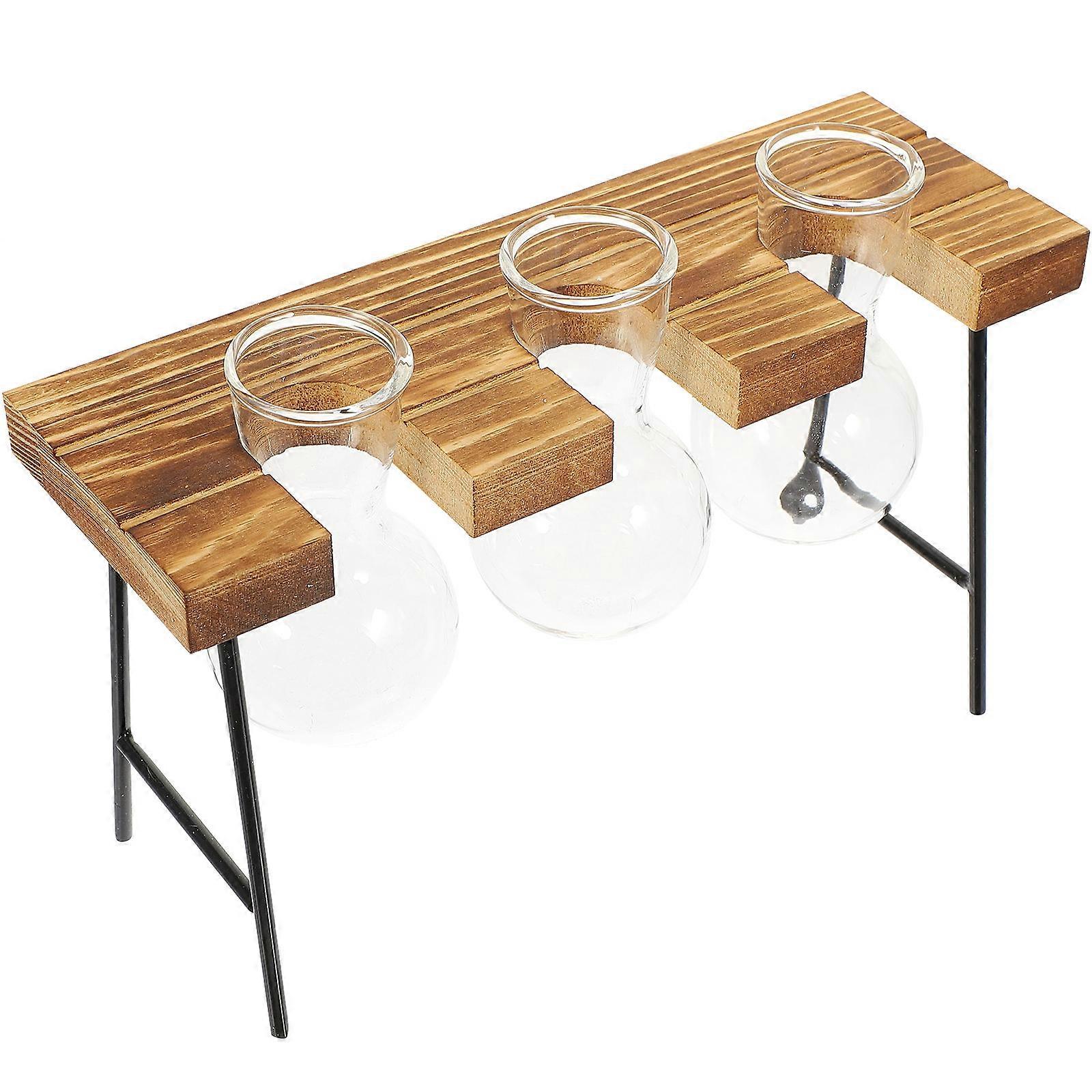 Desktop Planter Vase Propagation Vase Wood Material 9.00X5.00X5.00cm Flower Vase 1 Set