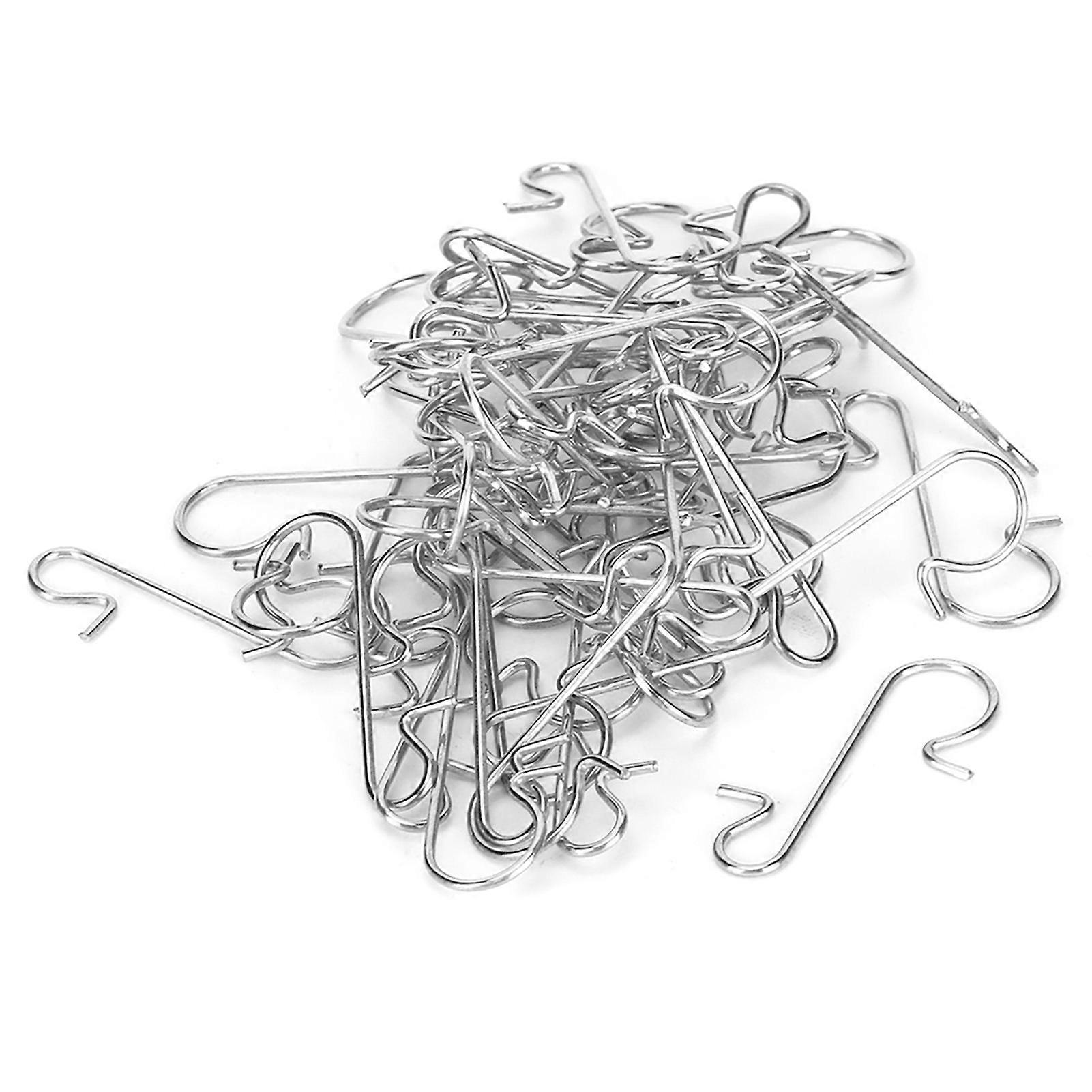 100pcs Multi Purpose Metal S Shape Hooks Christmas Tree Holder Decoration Accessory(White )