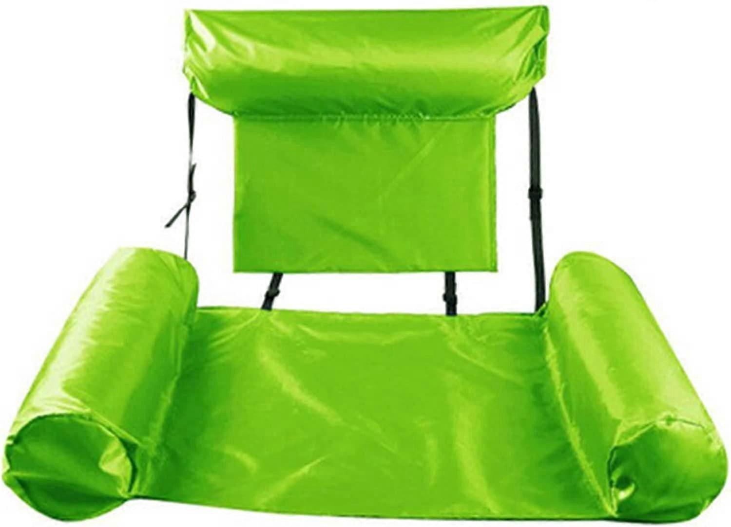 Pool Float Inflatable Water Hammock, Foldable Backrest Inflatable Floating Bed, Drifter Swimming Pool Beach Float,green