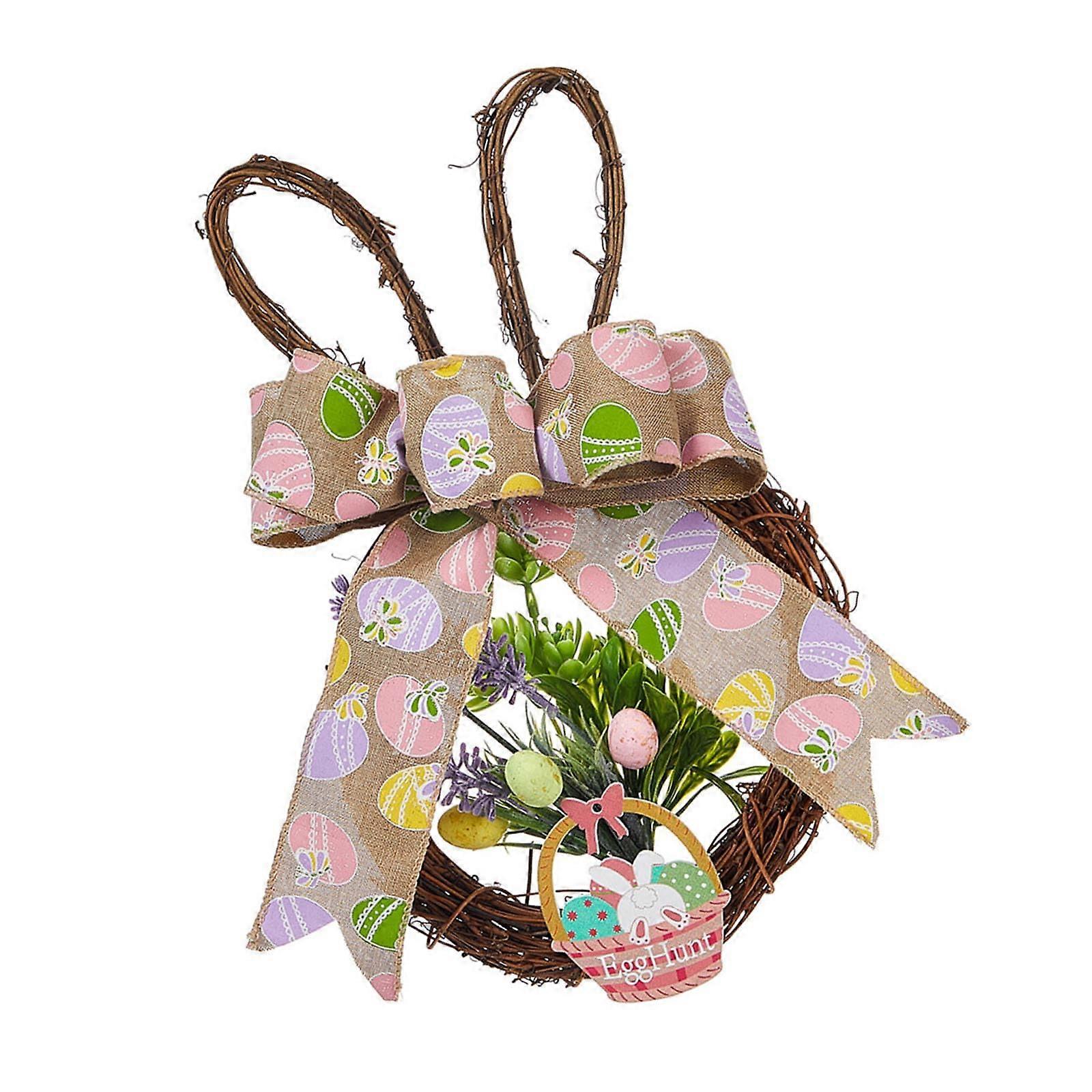 Distinctive Easter wreath, elegant Easter wreath, bunny wreath with eggs and flowers, for front door or window Ref: 8511