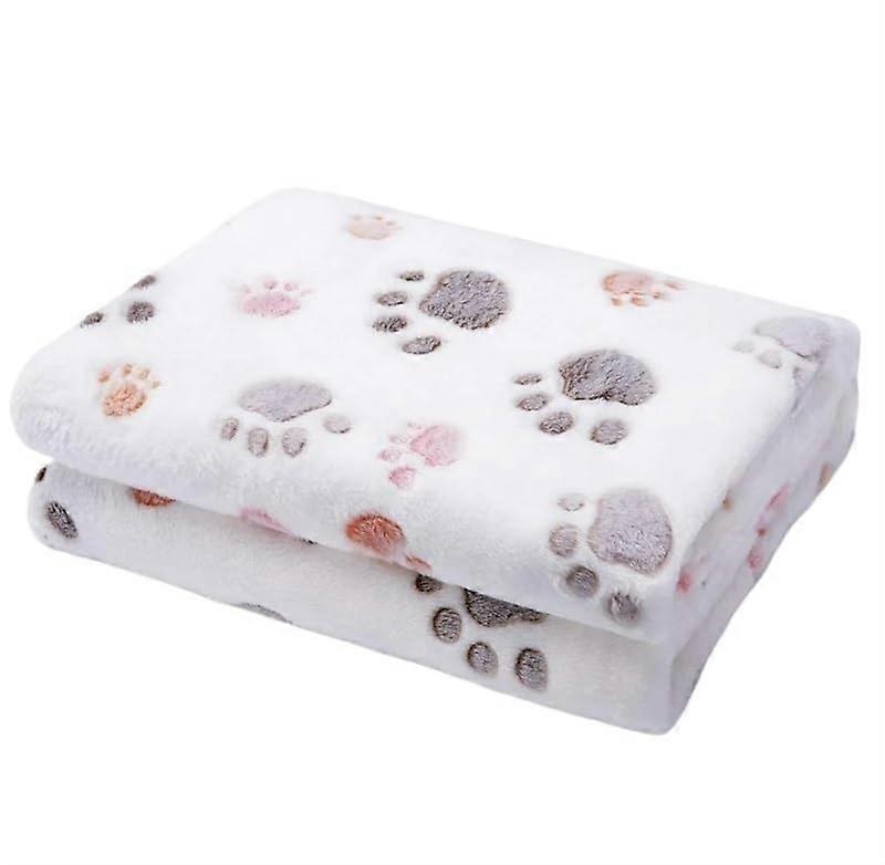 Cozy Dog Blanket: Pet blanket for mediumsized dogs and cats, washable dog blankets, soft, lint (White Footprints, S 70x80CM)