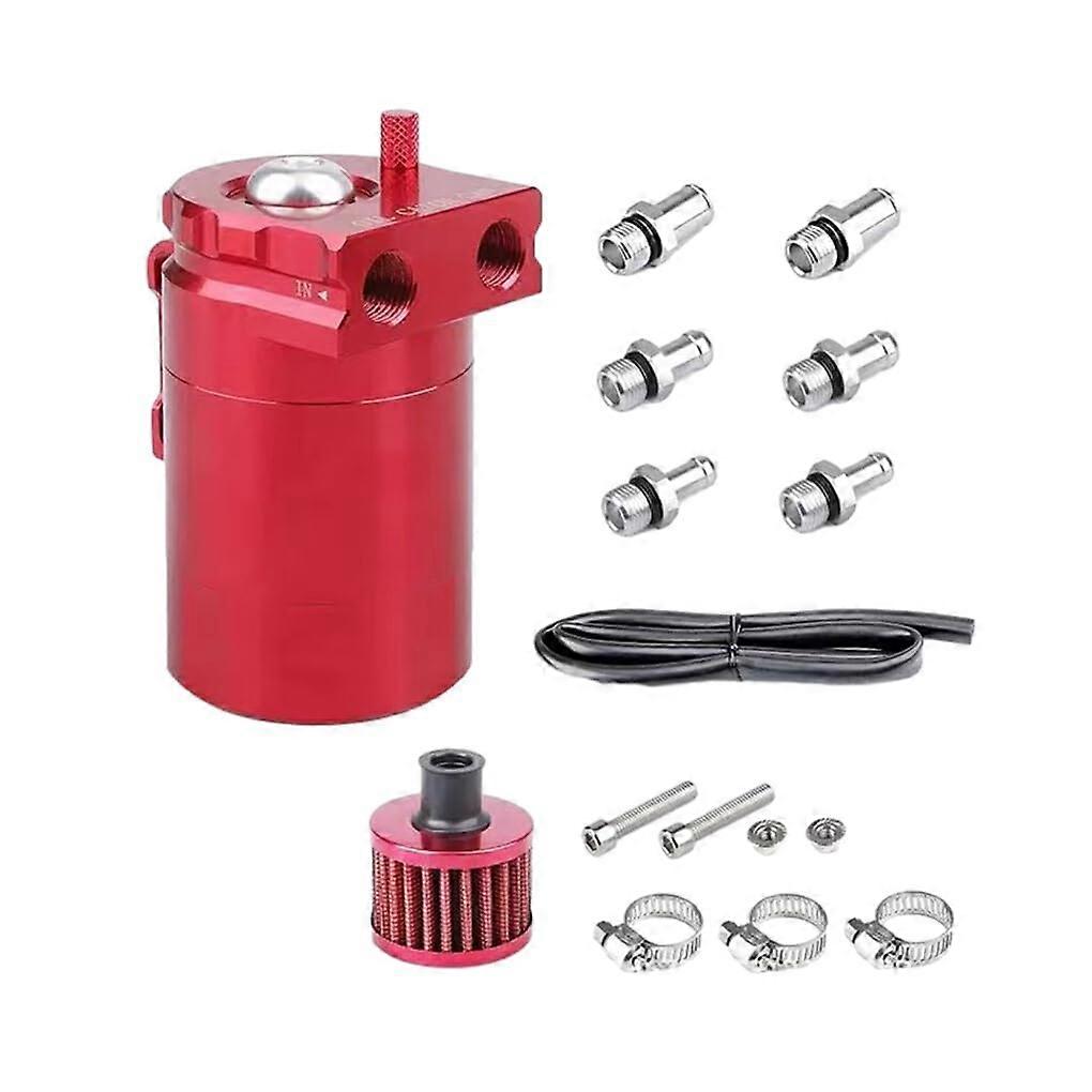 Universal aluminum alloy automotive oil storage tank, designed for long service life, strength, and durability. Oil catch tank, red.