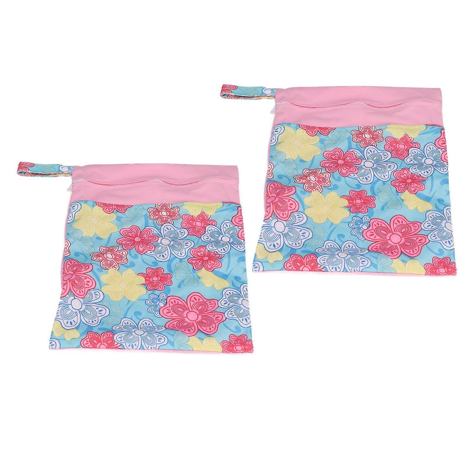2PCS Diaper Storage Bag 30x40cm Dual Pocket Design PUL Waterproof Fabric Diaper Wet Dry Bag T07