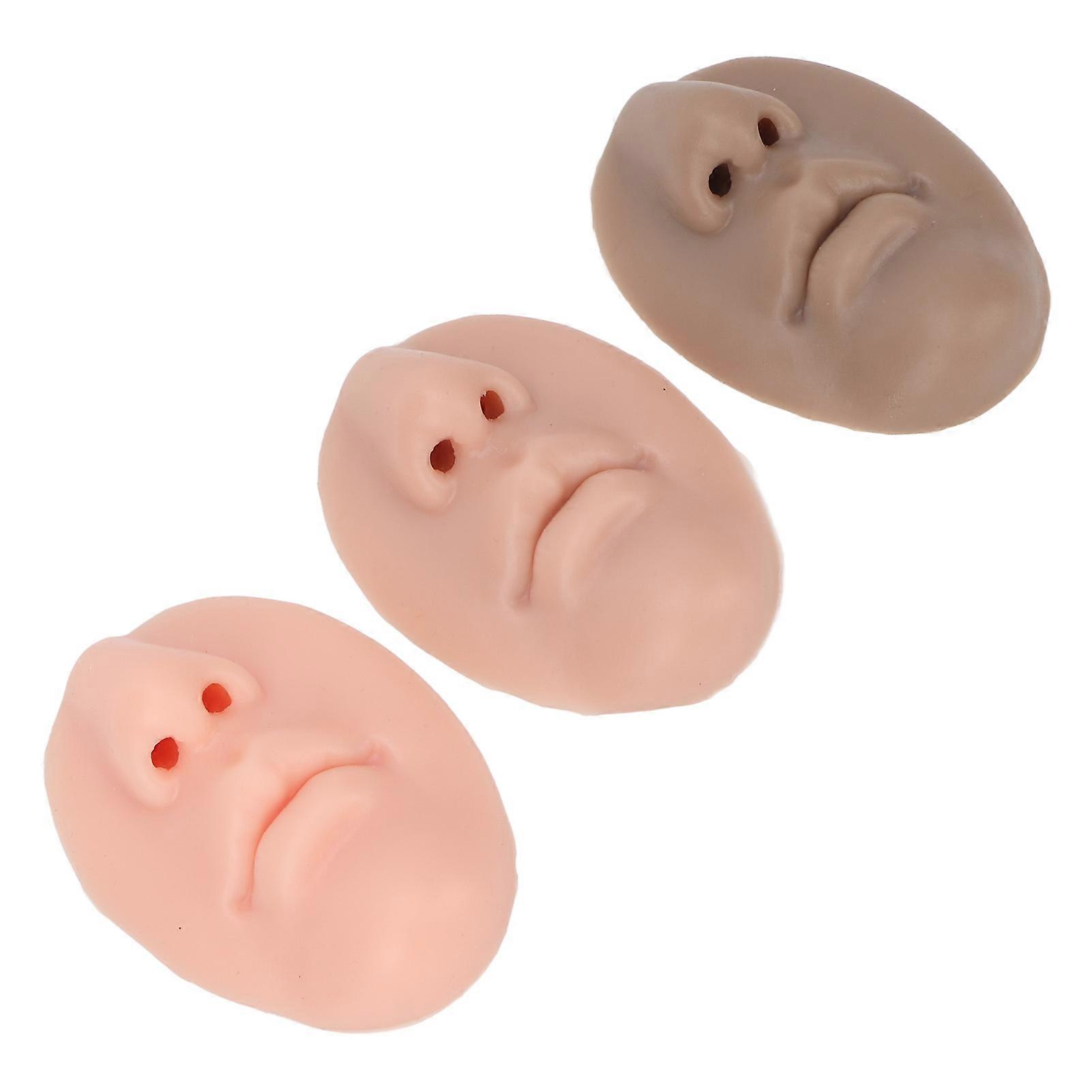 3pcs 3D Silicone Nose Mouth Model Soft Piercing Practice Reusable Body Part Model for Puncture Display