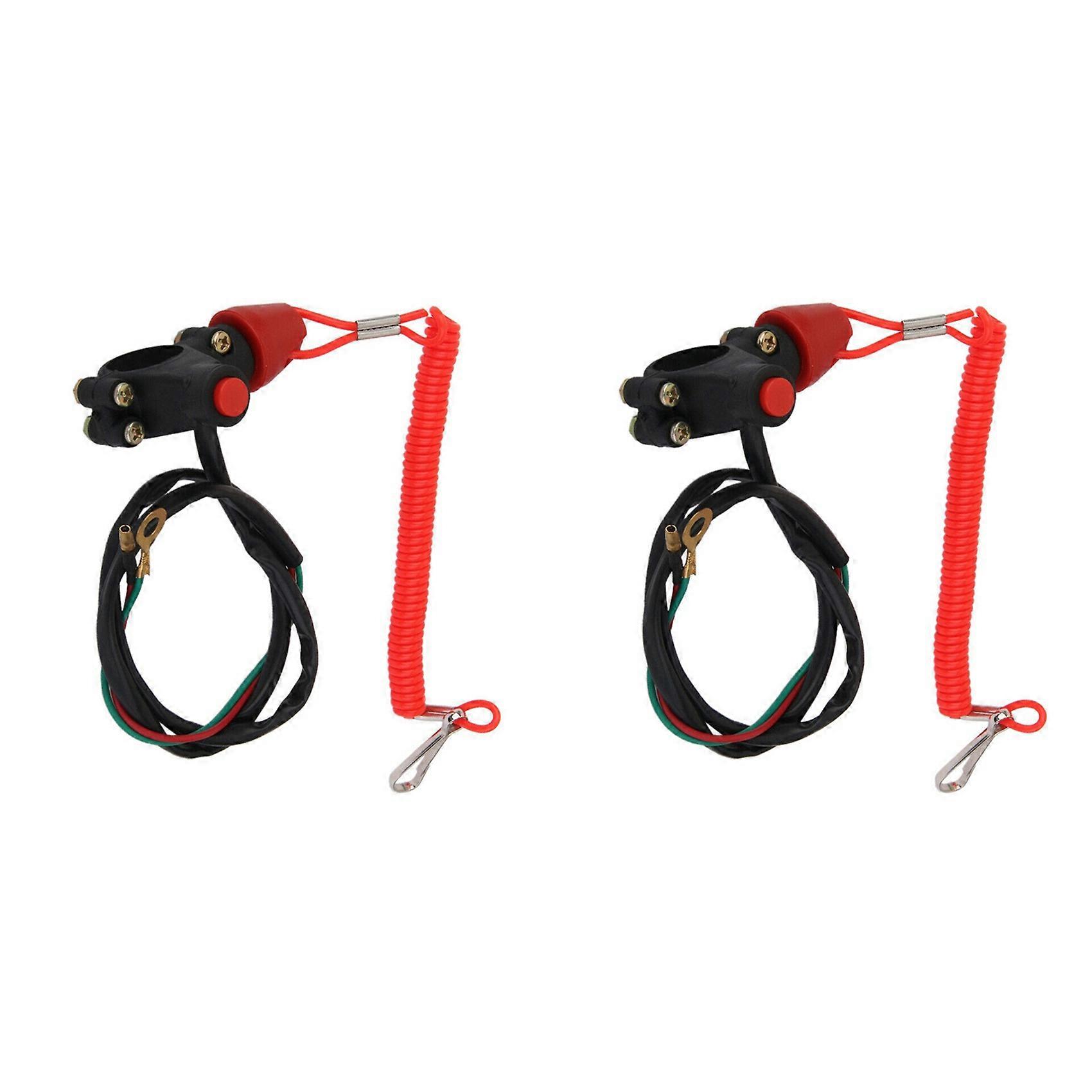 2X Emergency Stop Switch Tether Lanyard Emergency Kill Stop Engine Switch Push Button for ATV Motorcycle Boat