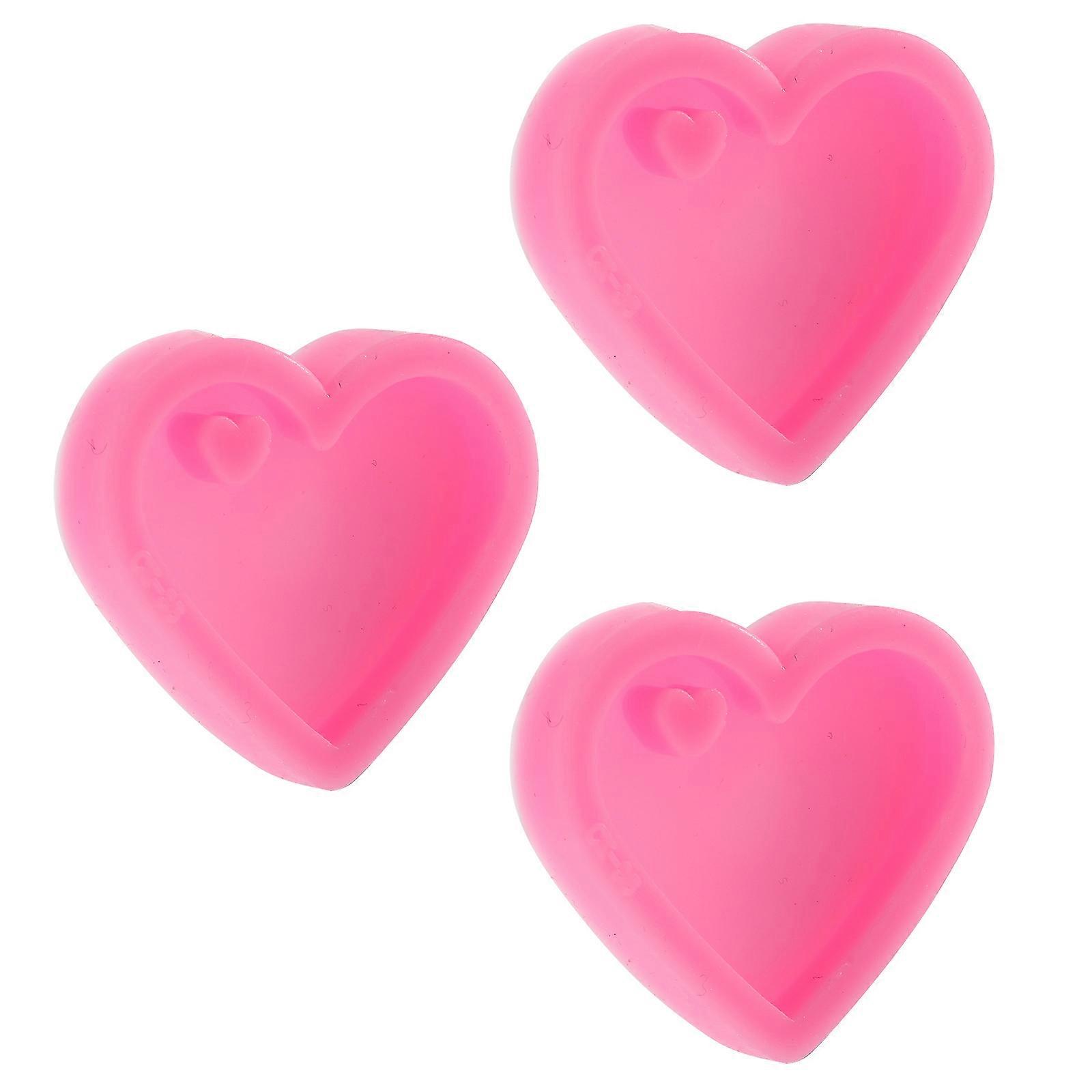 3pcs Mini Heart Keychain Molds for DIY Crafts, Smooth Pendant Molds for Custom Keychains, Backpack Decorations, and Ornaments