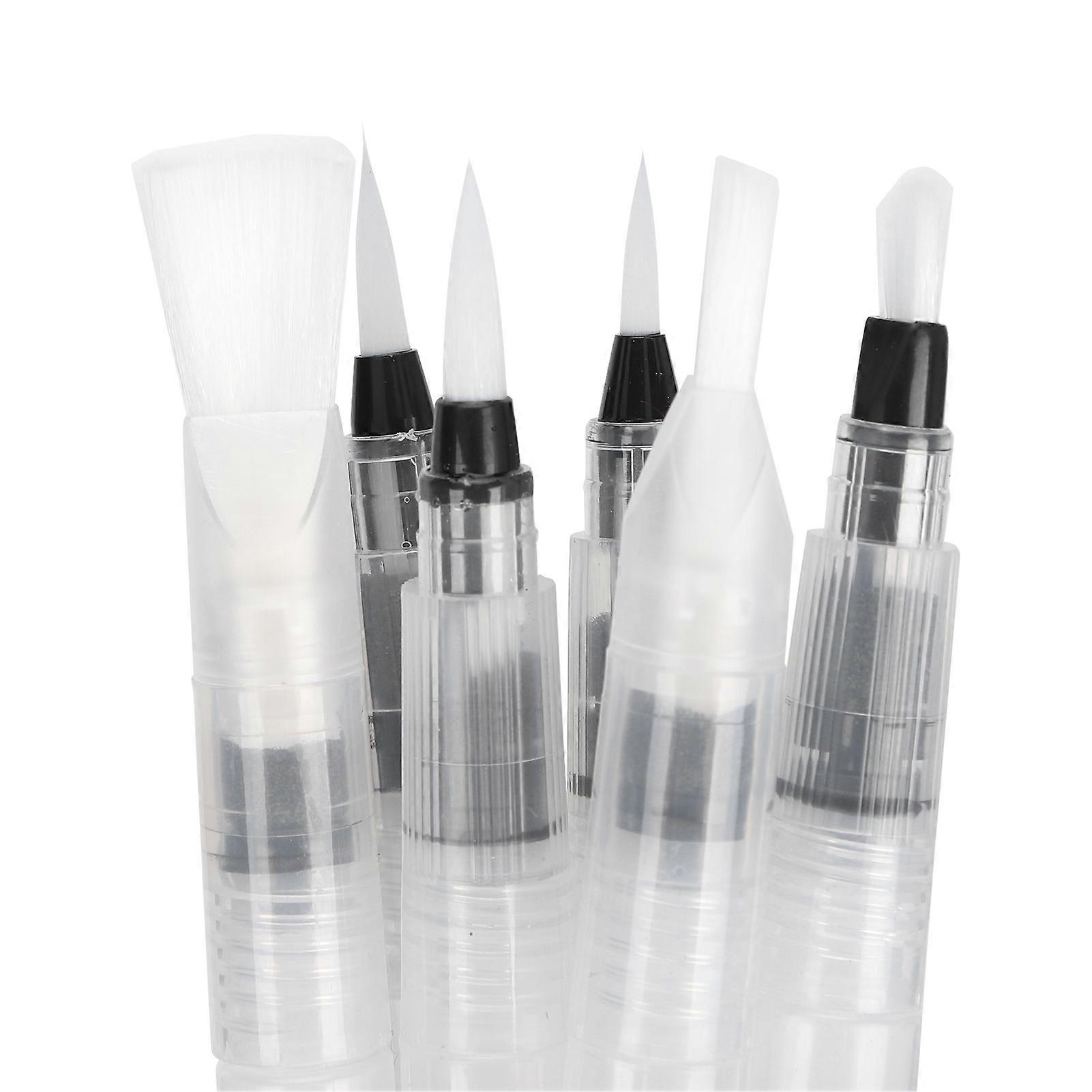 6pcs Water Storage Brush Watercolor Fountain Pens HandPainted Solid Pigment Smudge Palette Accessories SoftHeaded Painting Tool for Student