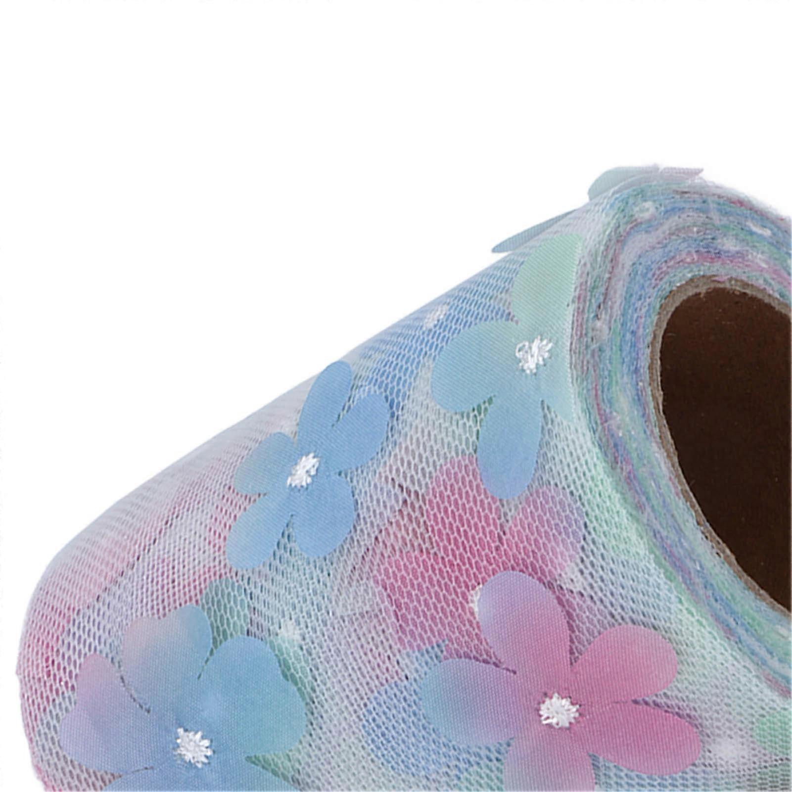 Tulle Roll Colorful Gradient Flower Bow Knot Mesh Fabric Roll DIY Material WebbingBlue