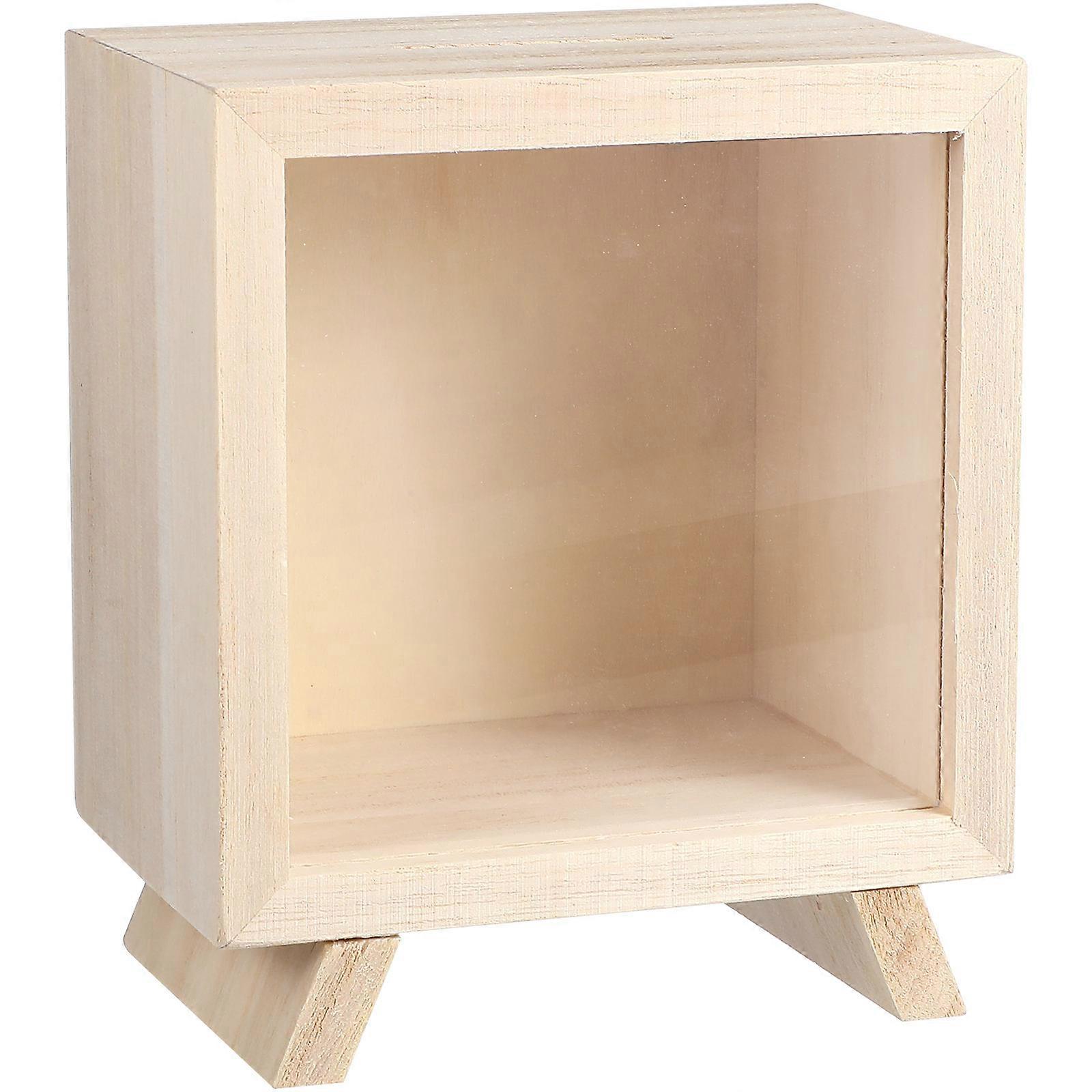 Wooden Piggy Bank for Storage with Transparent Window Design Beige Color Universal for Kids and Adults 7.5 x 5.2 x 6.3 Inches
