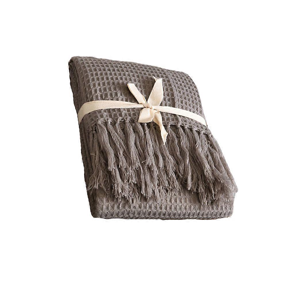 Hand Knit Blanket Throw for Sofa Ornament Grey Rectangular Shape 130x160x1cm Protection from Cold 1Pack
