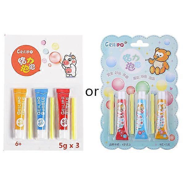 Multicolor Bubble Glue Bubble Blowing Toy Non-Toxic Plastic Bubble Blowing Tool With Pip Interactive Toy For Kids 6+ A [HK]