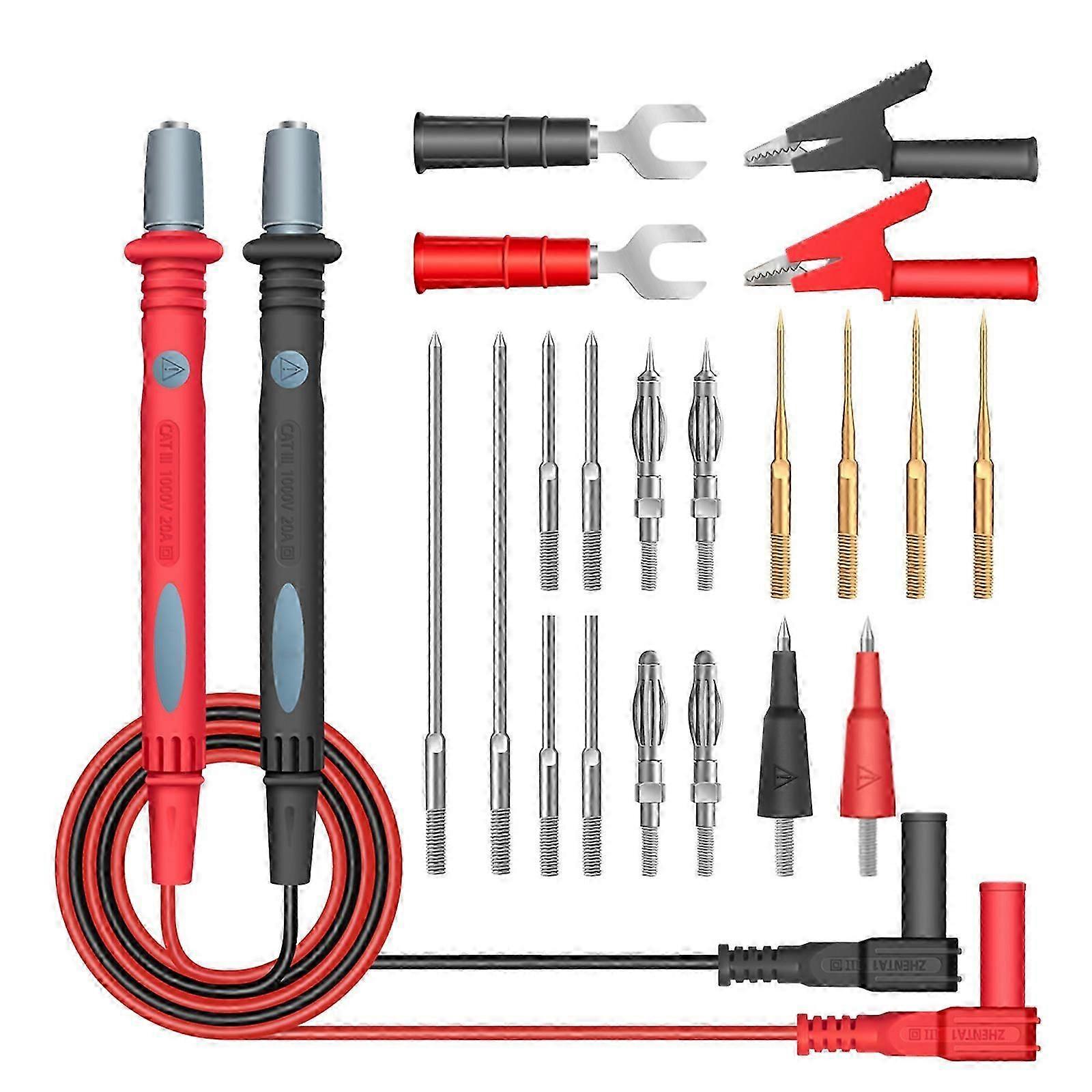 22 in 1 Multimeter Test Lead Kit Electrical Alligator Clip Probe Replacement for Fluke Meter Tools