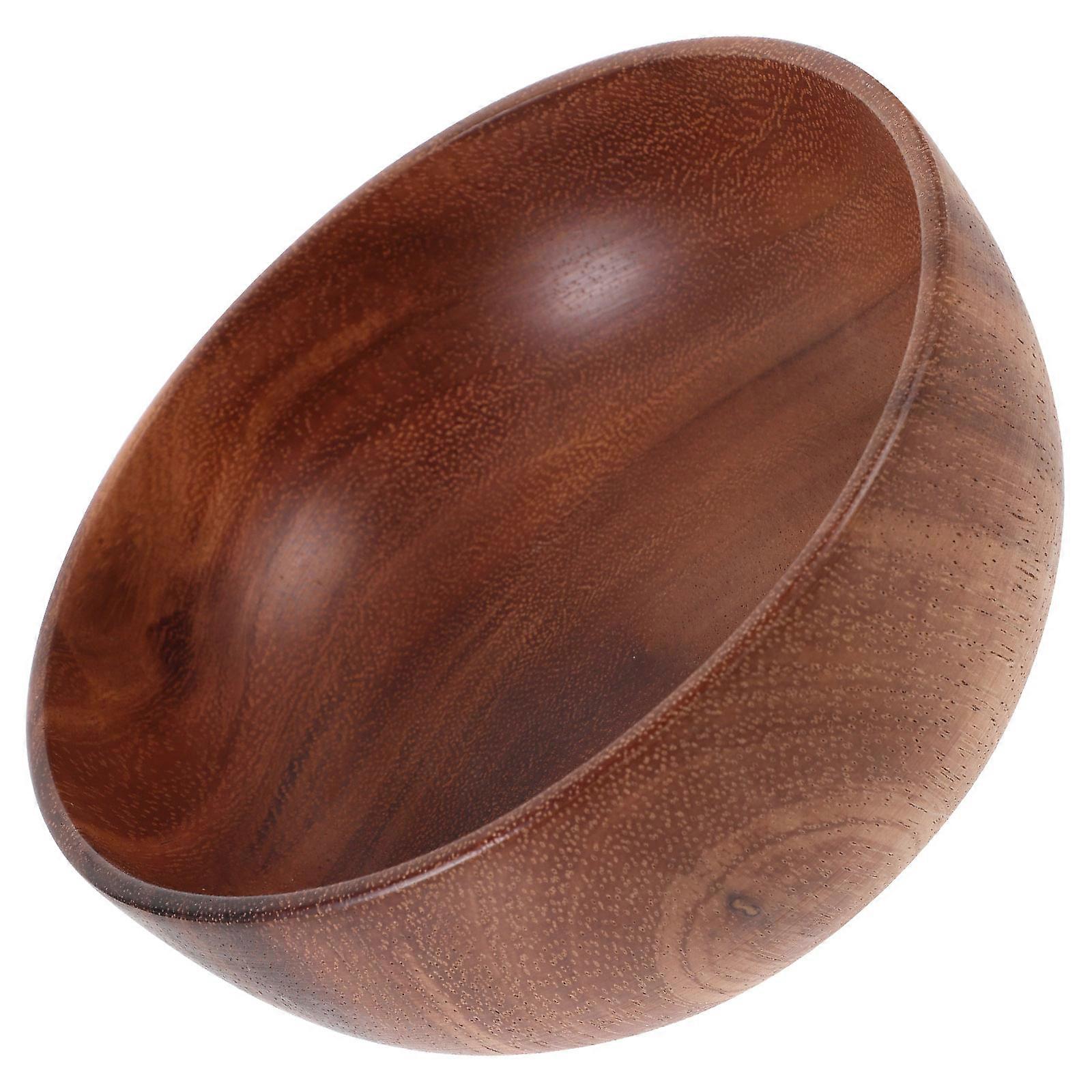 Light Brown Wooden Salad Bowl for Kitchen Use Japanese Design and Easy to Clean 15.5 Inch