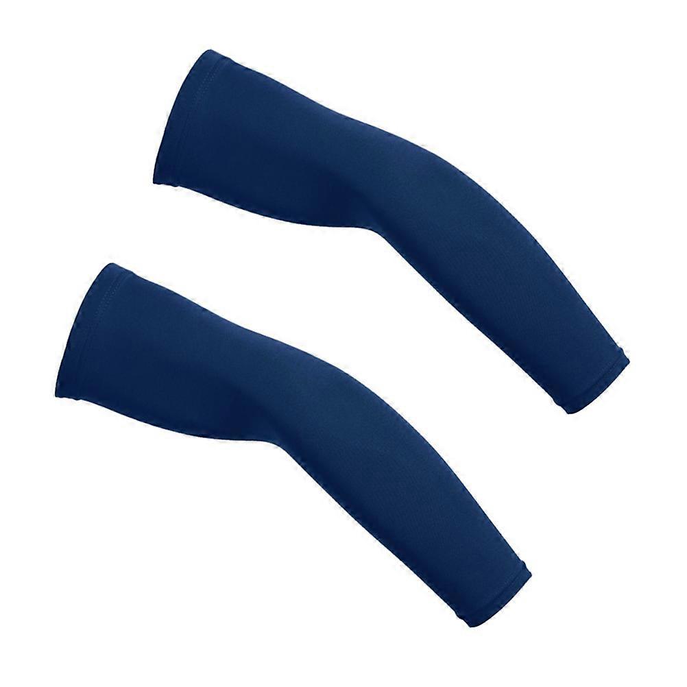 Compression Elbow Sleeve Polyester Material For Elbow And Arm Protectors Unisex Use Navy Blue Xl 2Pcs