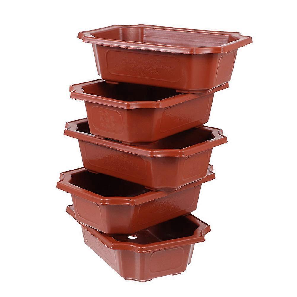 Garden Plant Pots with Drainage Holes 5Pcs Durable Plastic Planters Rectangular Shape for Decorating