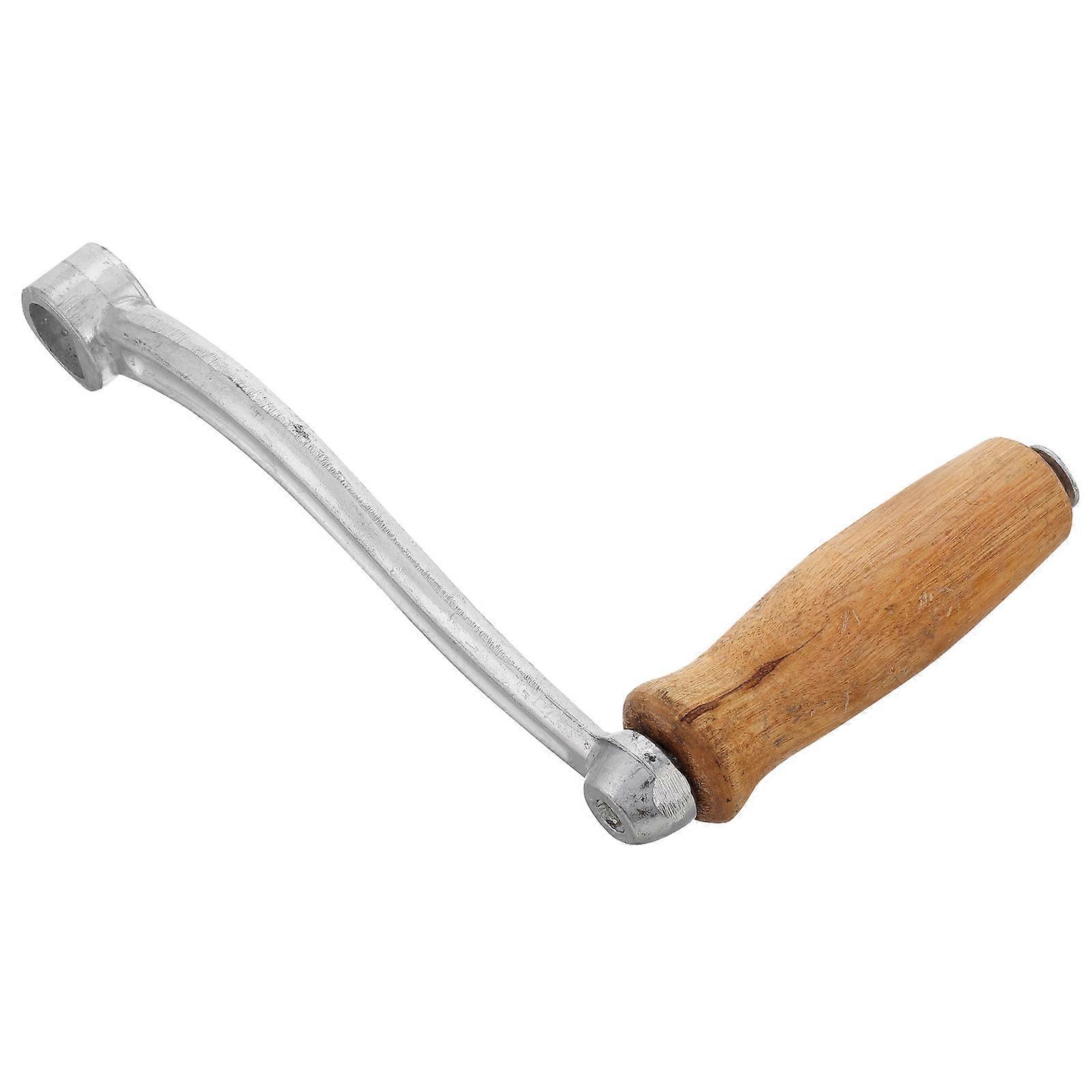 Stainless Steel Manual Meat Grinder Handle with Smooth Wooden Grip for Kitchen Use Compact and Portable Silver