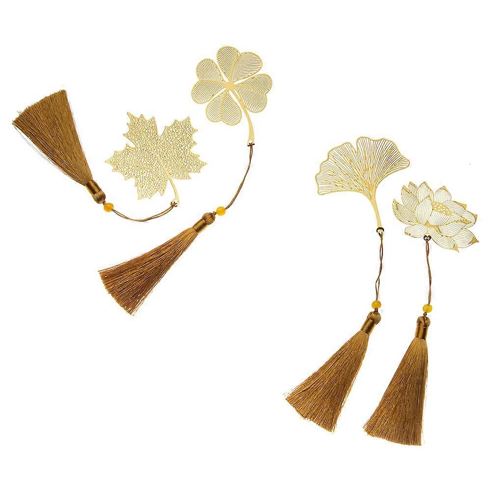 Metal Leaf Bookmarks Decorative Bookmarks for Reading 4Pcs Gift Set
