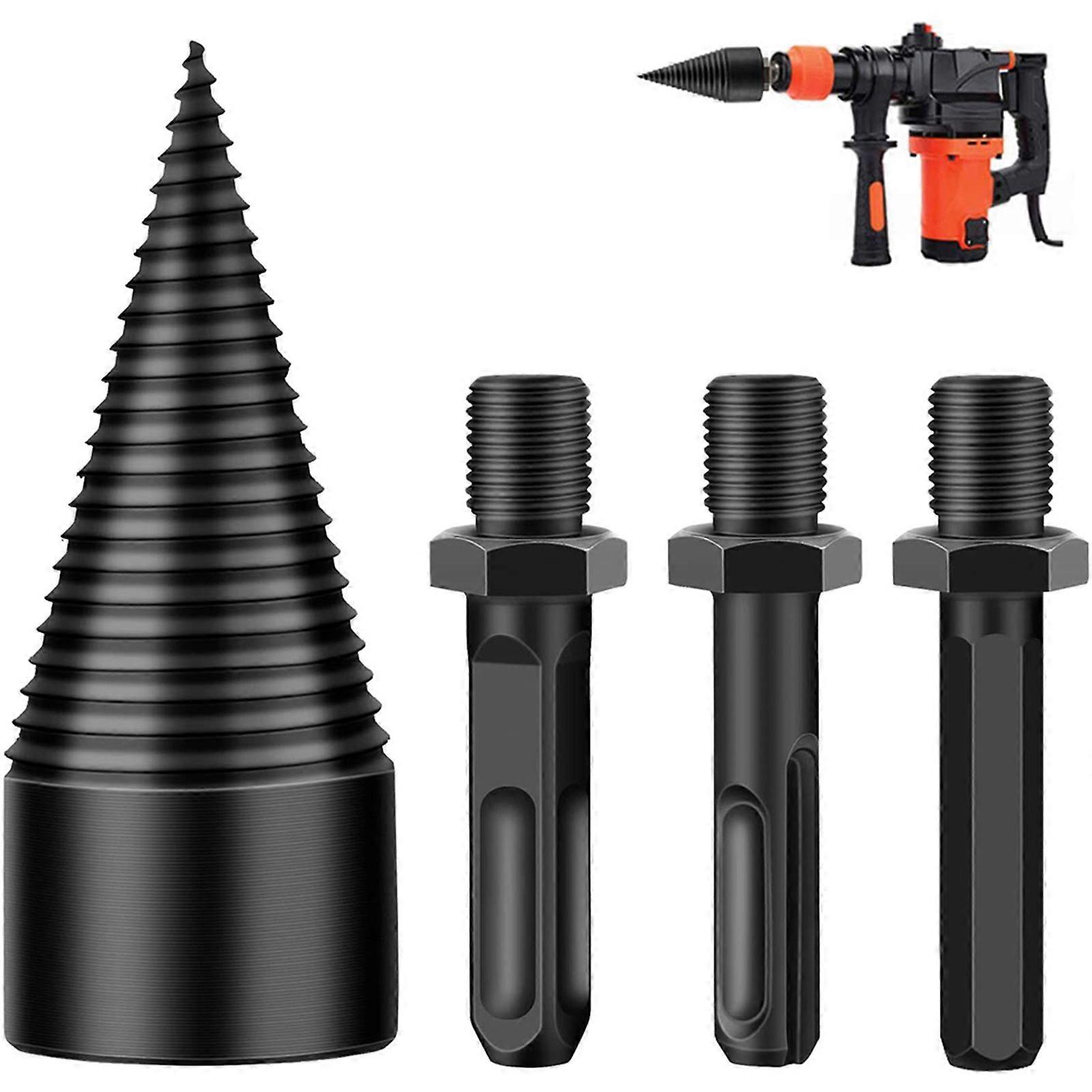 Wood splitter drill bit with hex square round and removable steel
