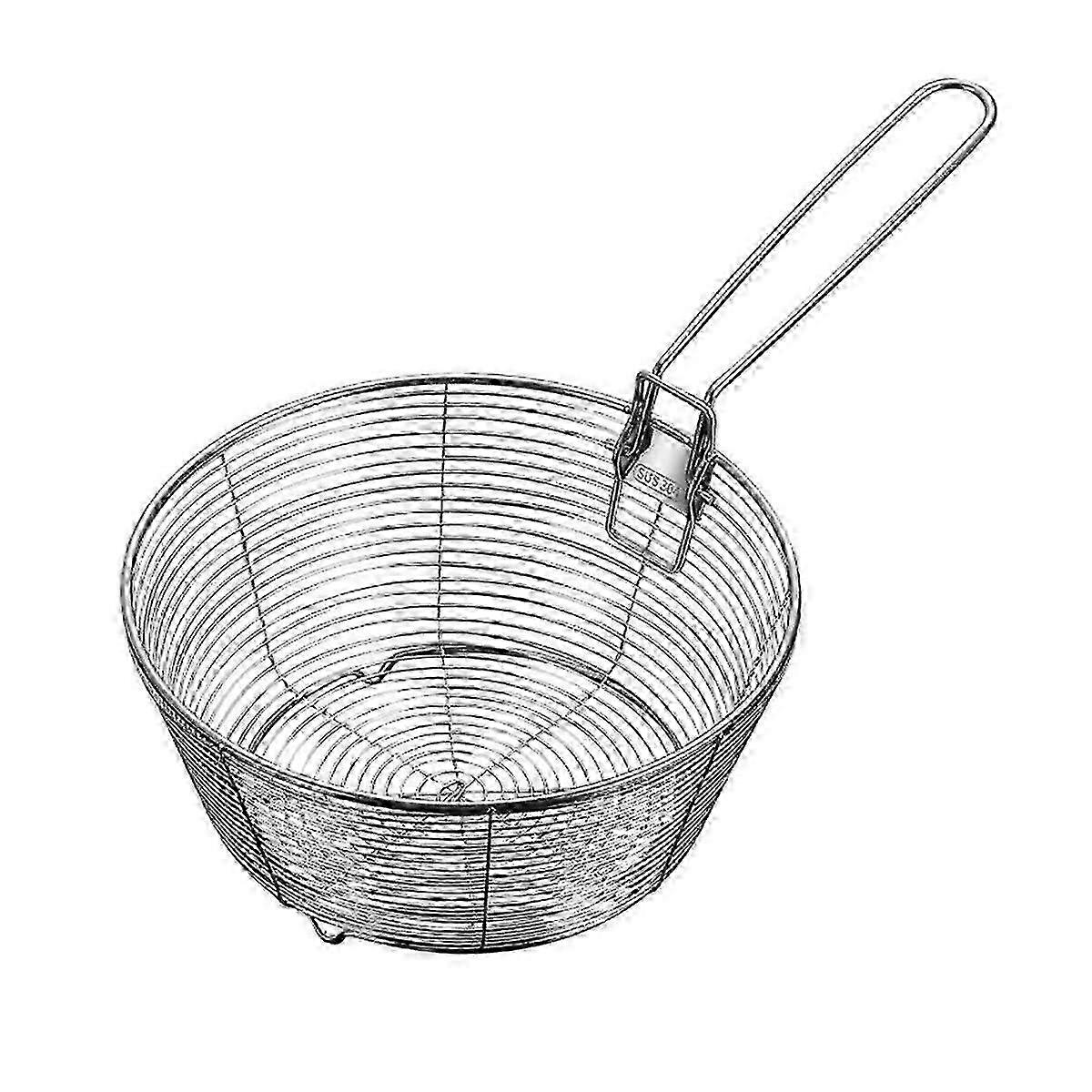 Non-Stick Rust-Proof Heat Resistant Strainer Basket with Fine Mesh and Foldable Handle 24 cm Edition 0731