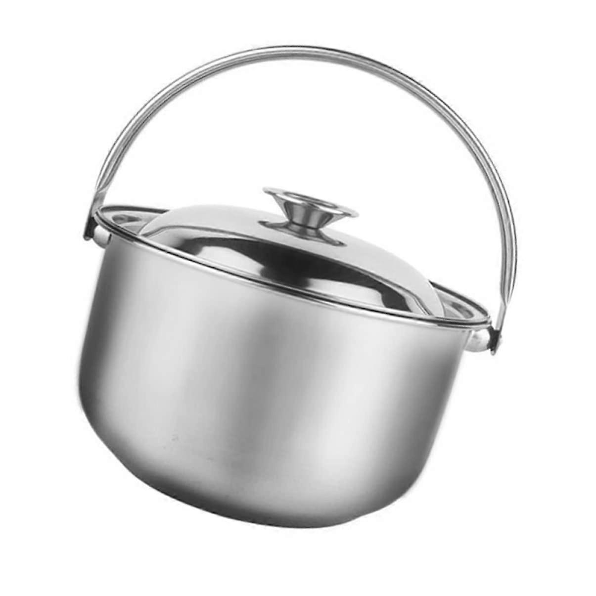 Stainless Steel Cooking Pot and Frying Pan Set with Lid, Induction Compatible Large Sauce Pot and Soup Bowl, Silver