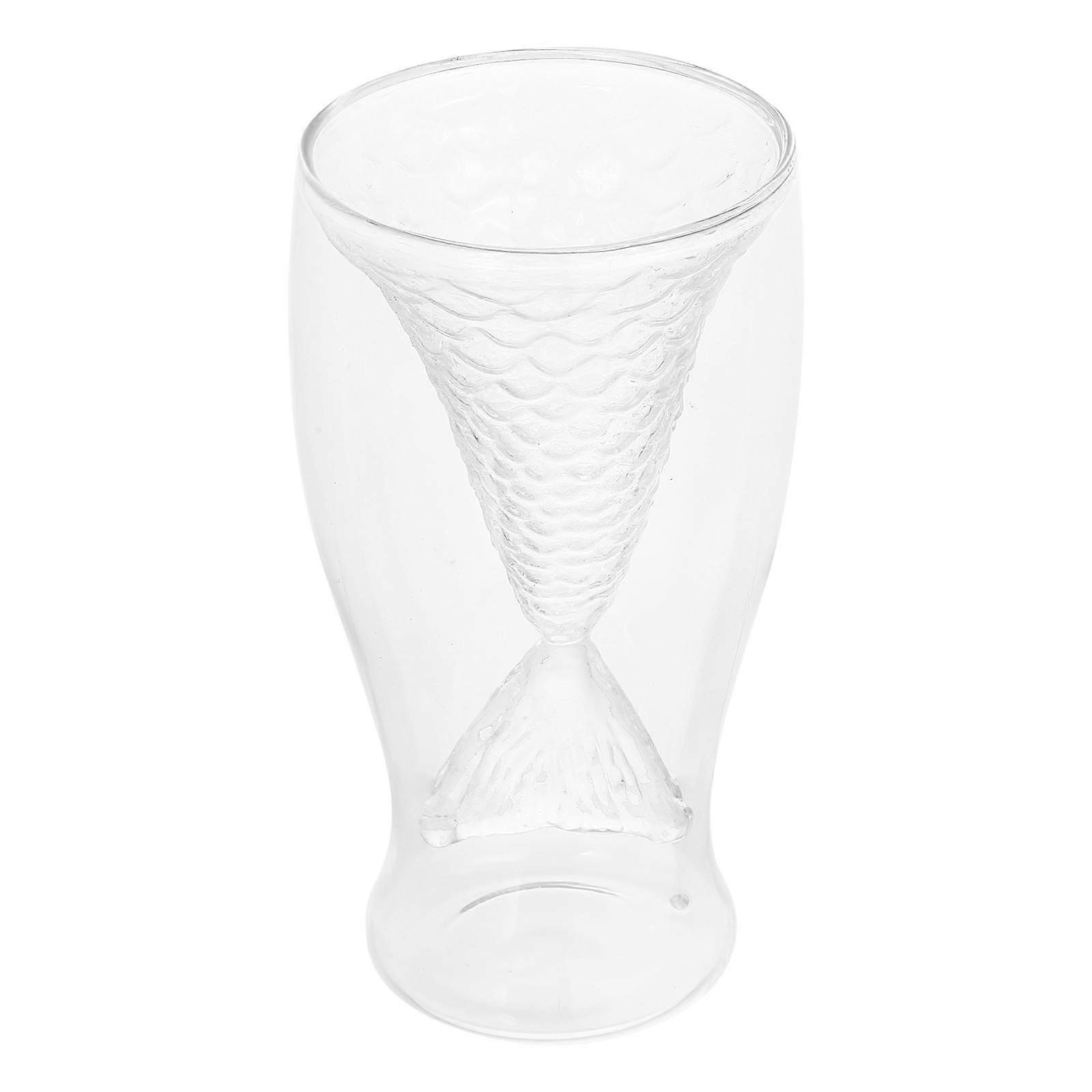 Transparent Beer Mug Cup Mermaid Design Glass Cup For Daily Use With Double Layer Quality Assurance 1Set
