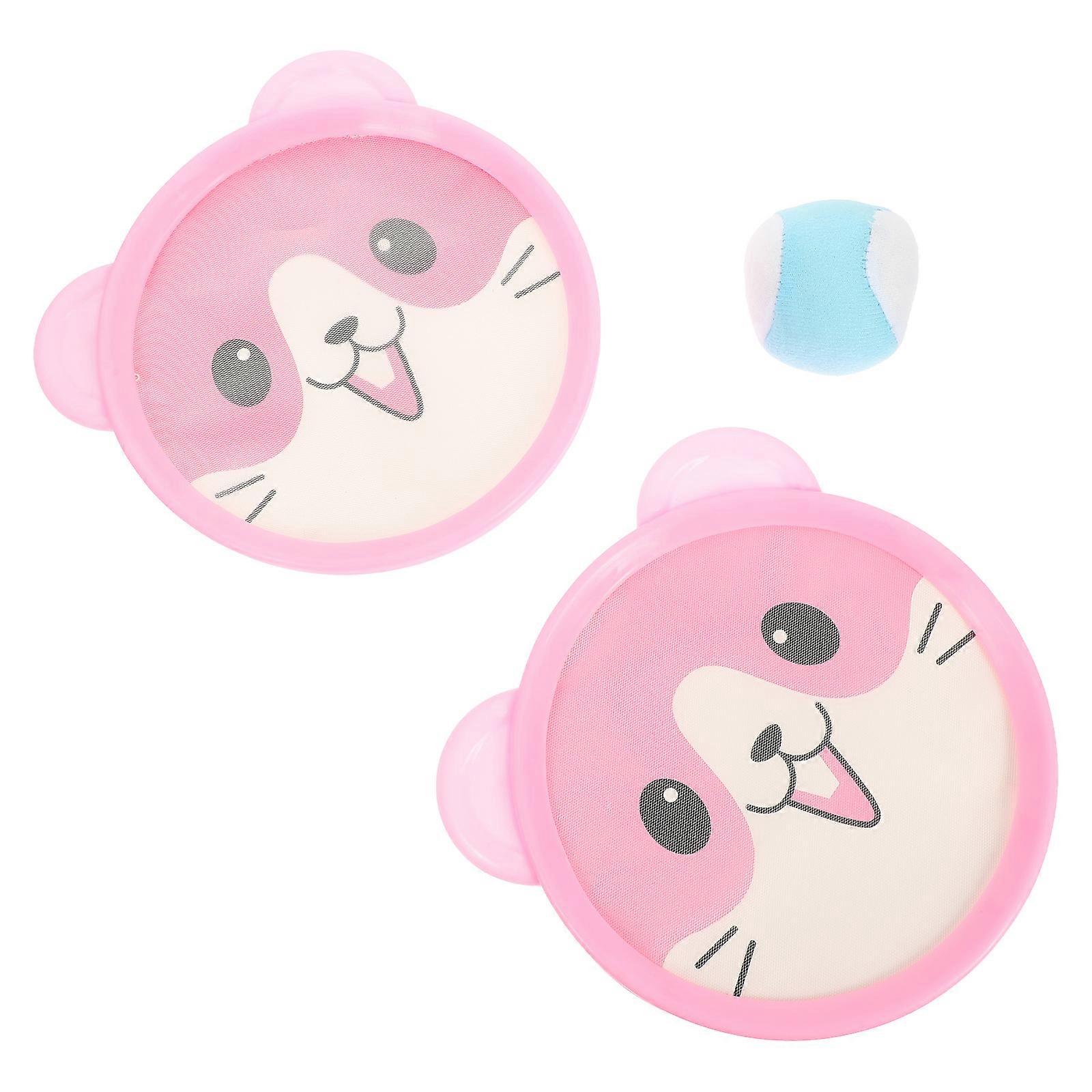 Sticky Ball Toys Interactive Throwing Ball Set With Rackets For Kids Indoor And Outdoor Activities Pink PVC 1 Set