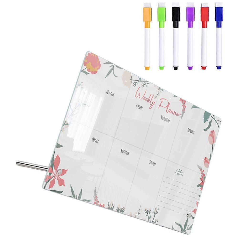 Flower Acrylic Memo Writing Board with Pen – Lightweight Reusable Message Board for Home or Office Use – Easy Installation and Practical Design