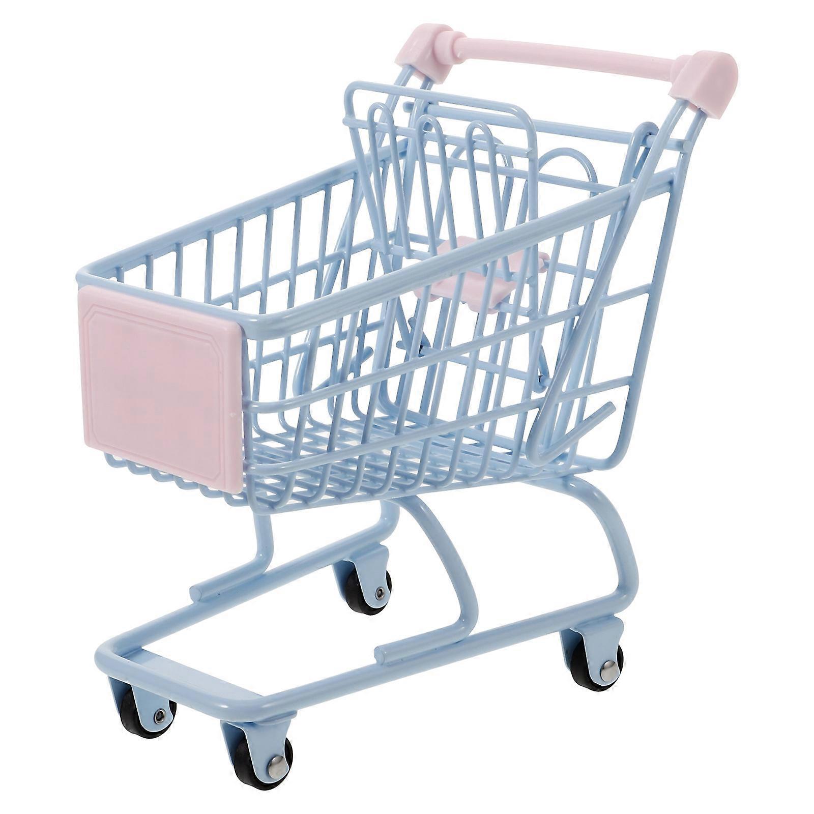Miniature Shopping Cart Small Trolley Toy Desktop Storage Organizer Photo Prop