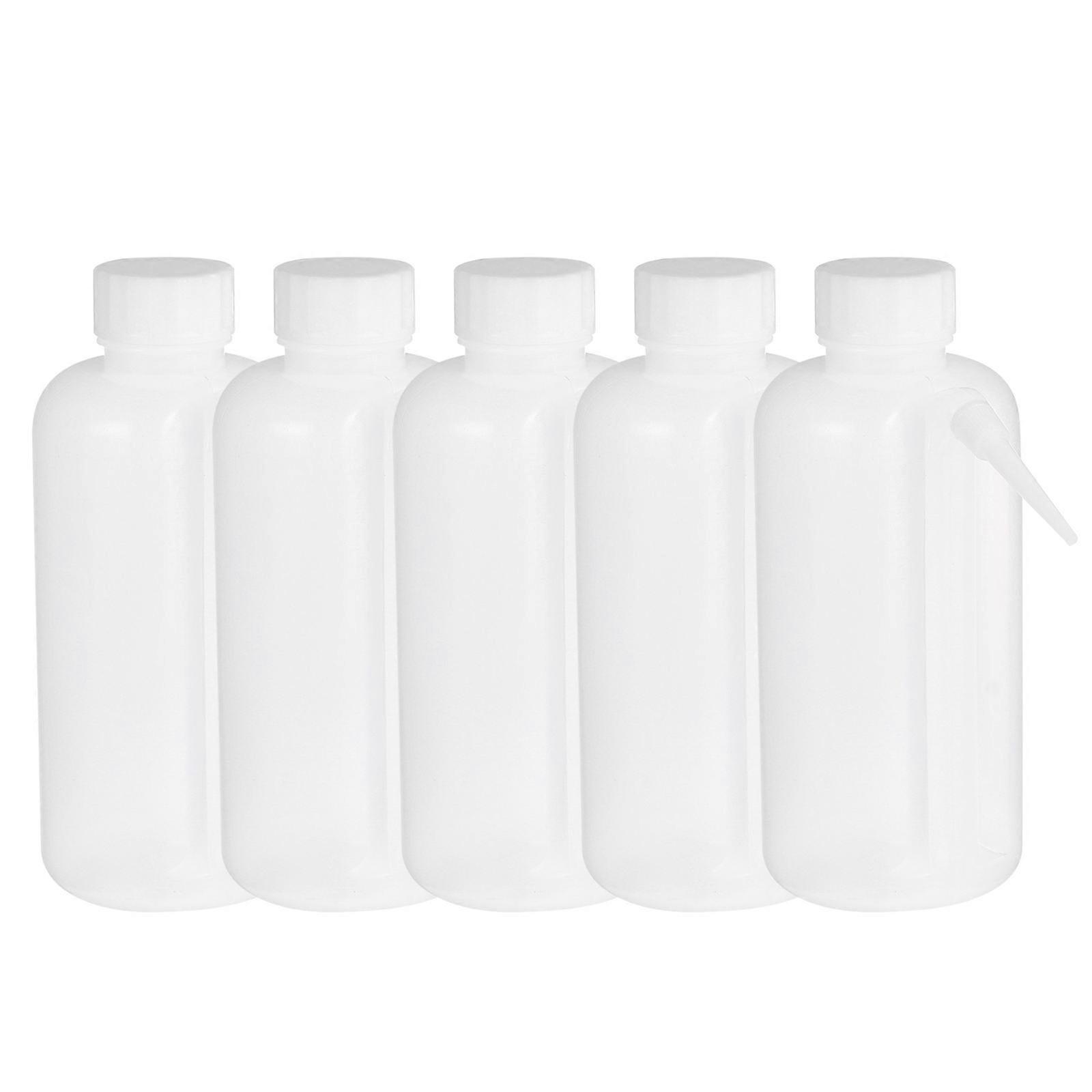 5pcs Empty Wash Bottles, PE Squeeze Containers for Alcohol and Laboratory Use, Smooth Surface for Easy Labeling