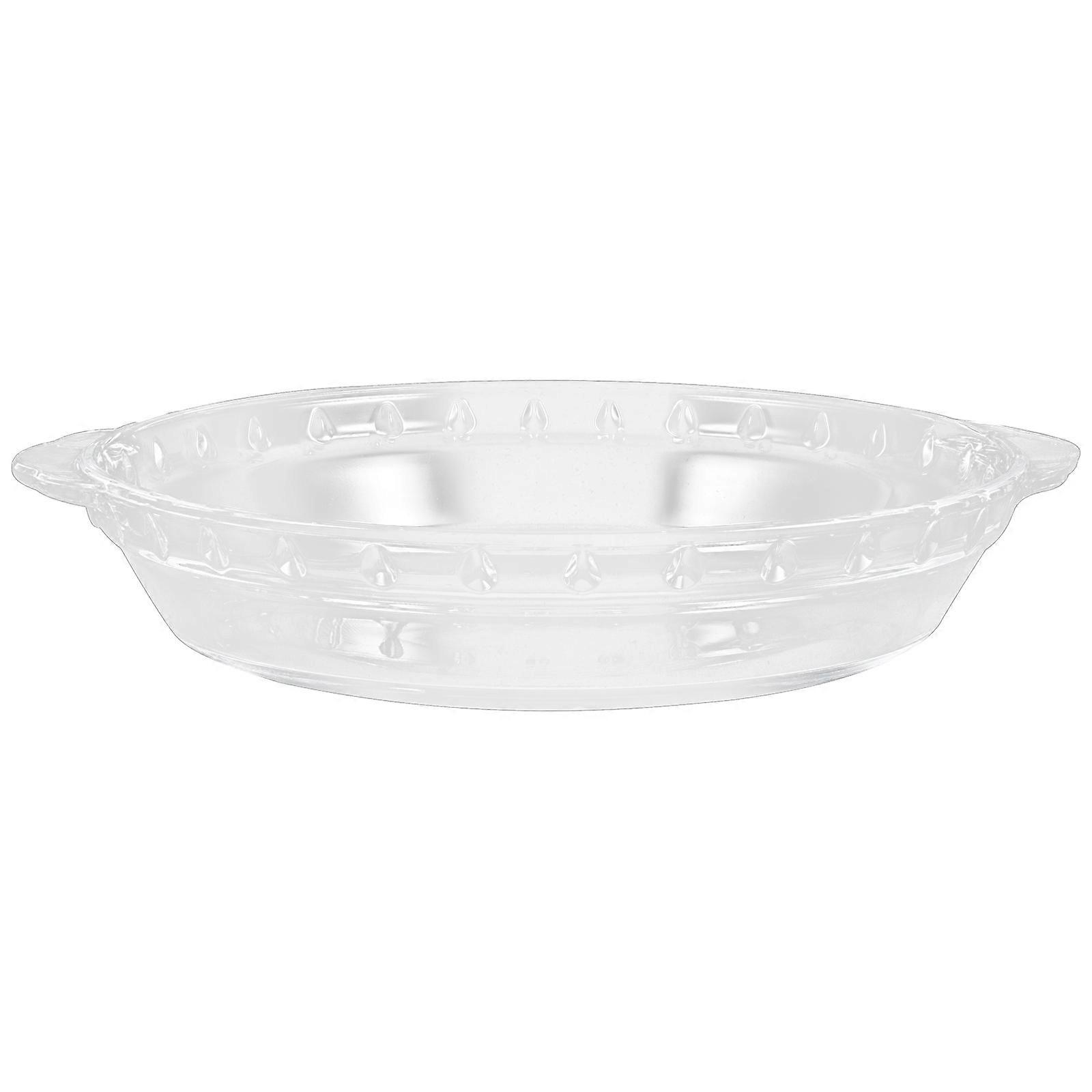 Round Glass Baking Dish with Double Handles Clear Bakeware for Household Use