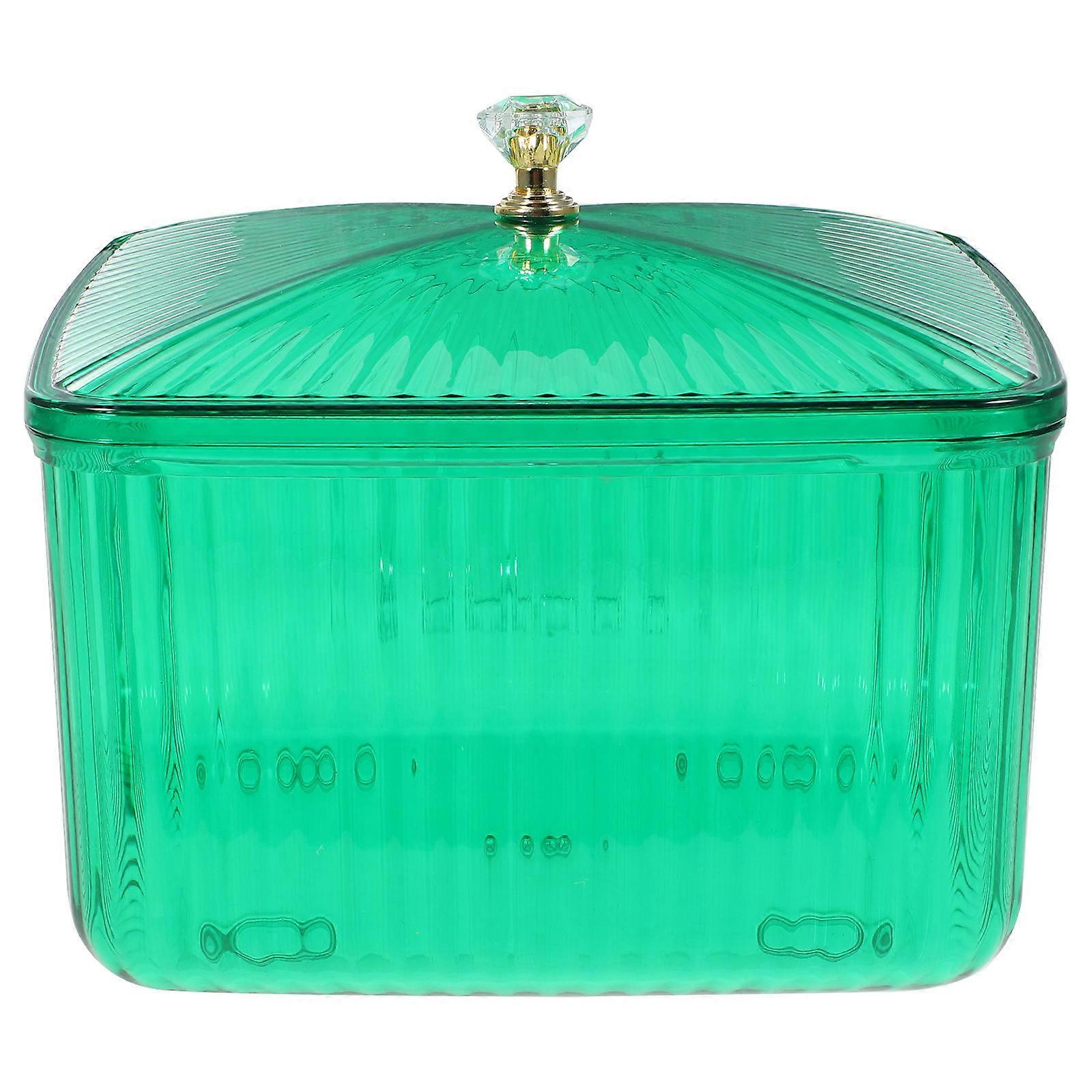 Green PP Food Storage Container with Lid for Decorative Kitchen Organization and Drying 7.5 x 4.2 x 6.3 inches