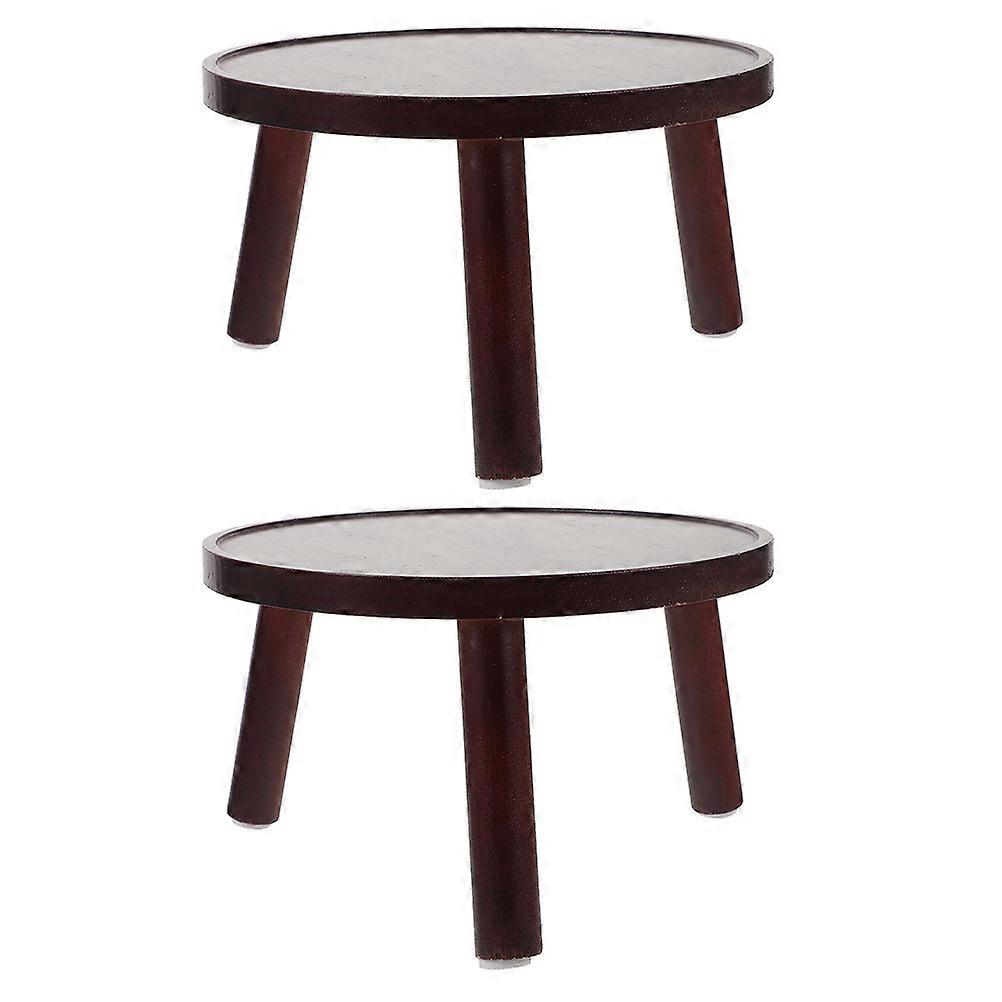 Flower Pot Stool Wood Pedestal Stand Single Layer Design Suitable For Various Plants 10.00X10.00X7.50CM Sturdy Base 2Pcs