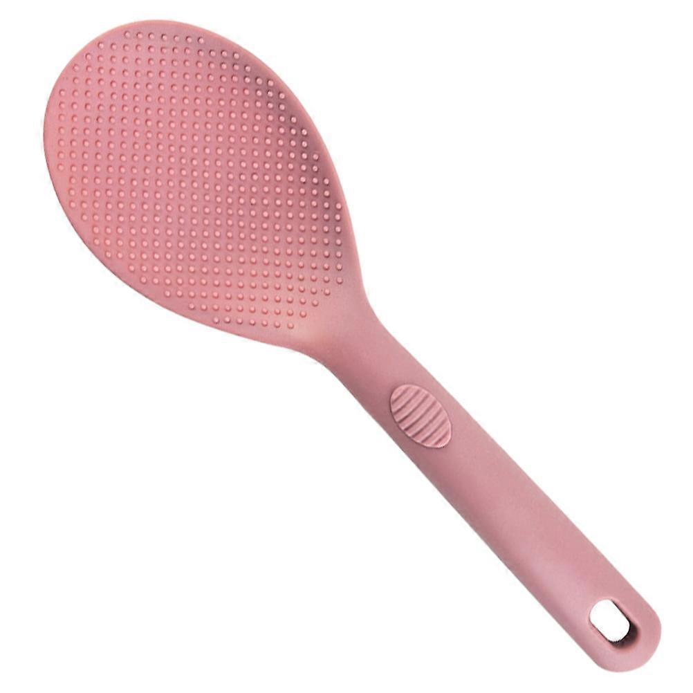 Pink Rice Spoon with Silicone and Nylon Material for Kitchen Use with Hanging Hole and AntiSlip Handle 1Pc