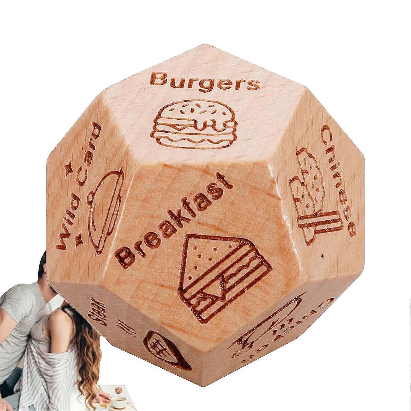 Date Night Dice Set, Wooden Date Ideas Dice for Couples, Food and Activity Decision Cube, Fun Game for Adults
