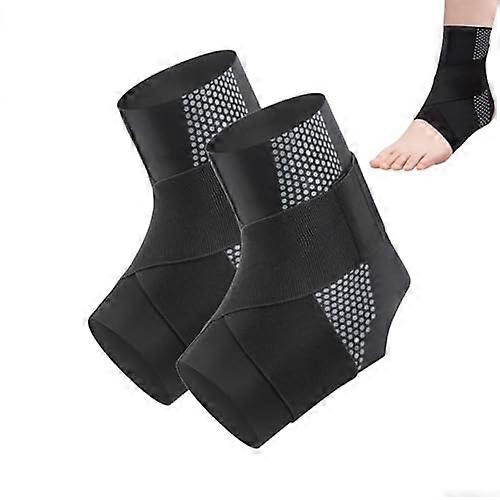 Amalios AnkleGuard Adjustable Ankle Support Bandage with Upgraded Pad, Breathable Material for Sports, Black, Size M