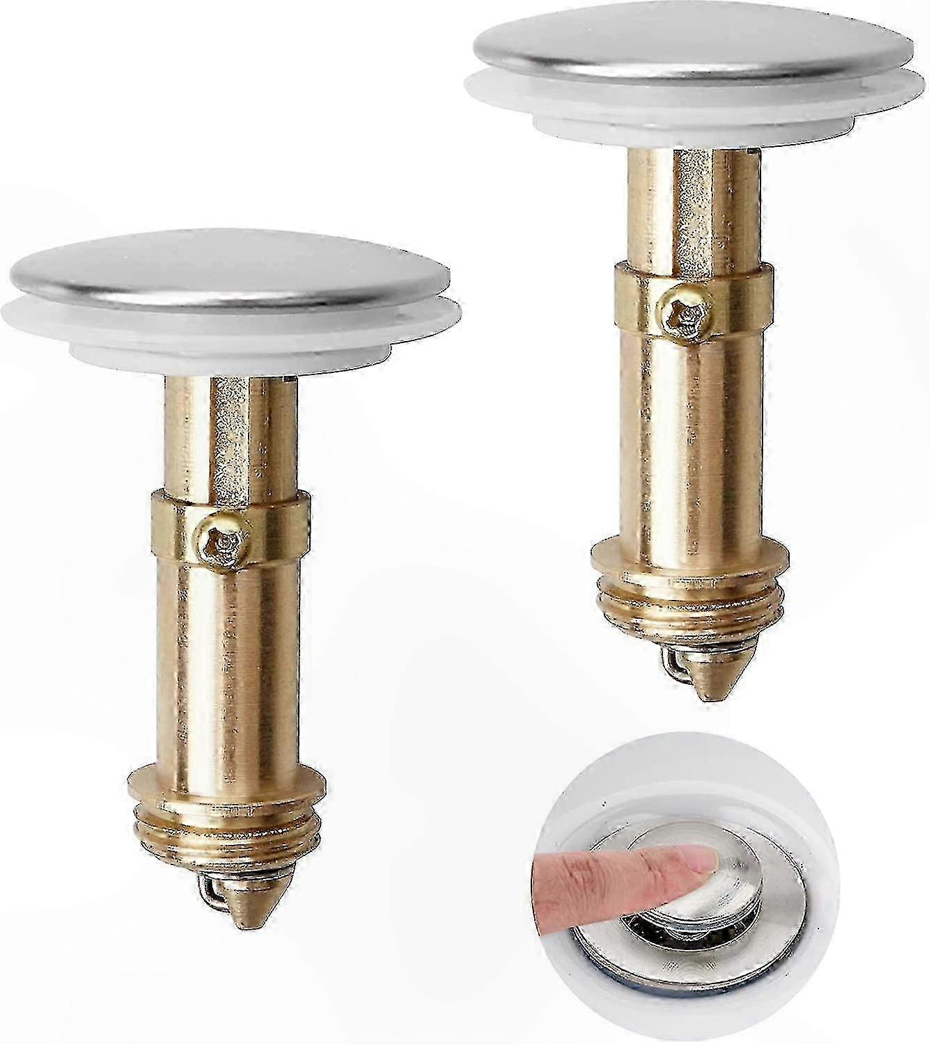 Chrome-Plated Brass Sink Stopper, 35mm Push Button Drain Plug for Wash Basin