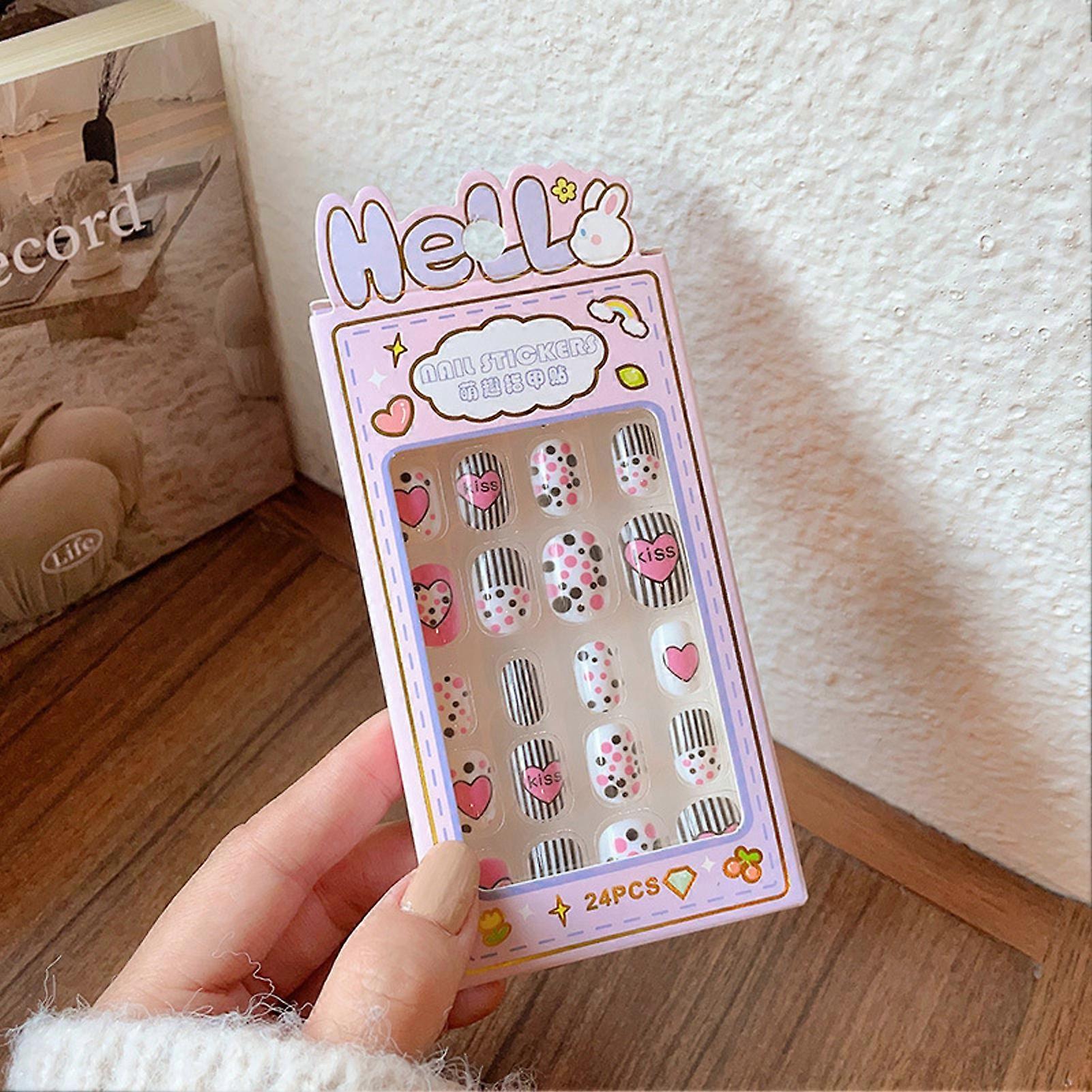 Kids Cartoon Pattern Design False Nails Odorless Provides a Comfortable