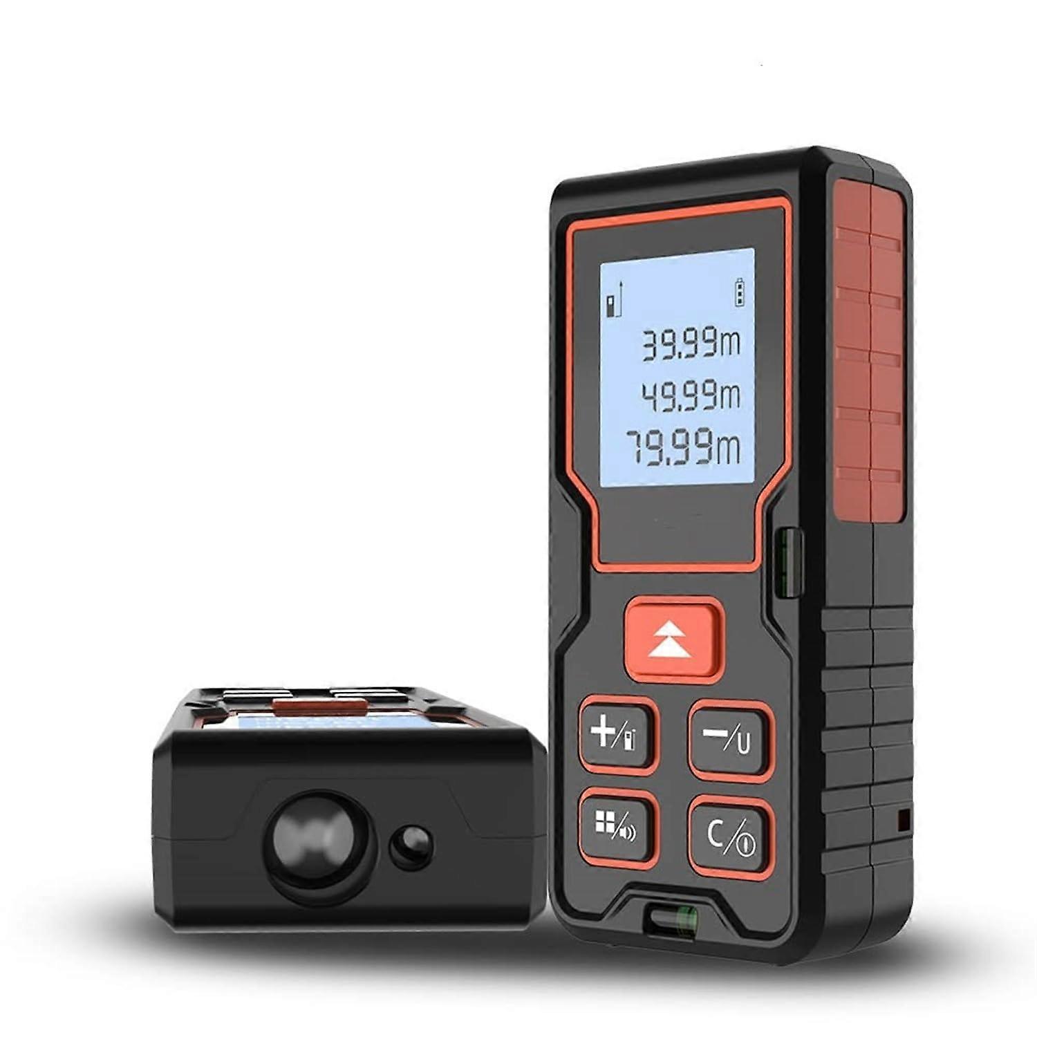 Laser rangefinder 40/60/80/100M, M/in/Ft unit, LCD backlit, area, volume Black 80M