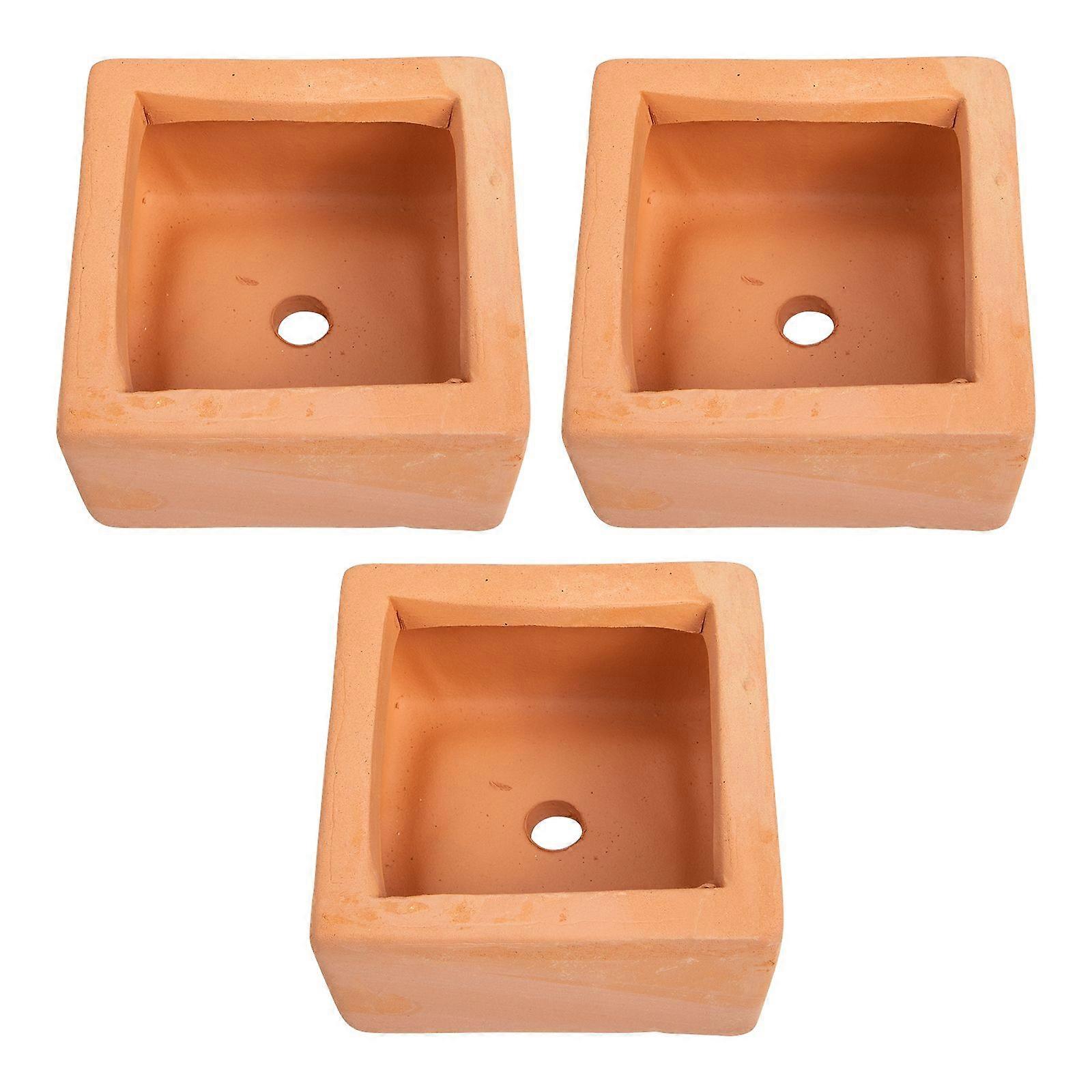 3Pcs Flower Planting Pot Red Pottery Succulent Plant Pot Desktop Flowerpot