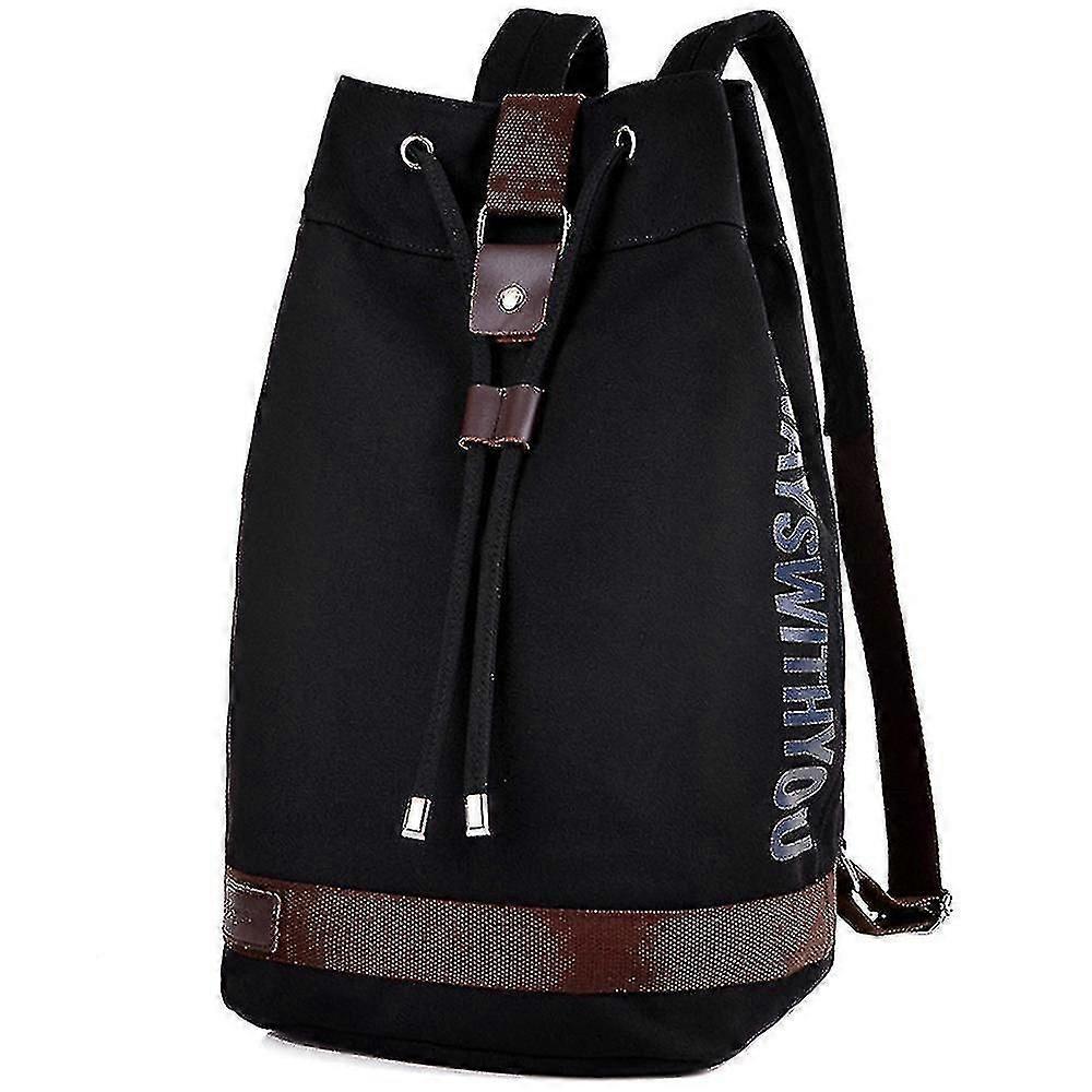 Letter Canvas Bag Drawstring Bucket Backpack Outdoor Travel
