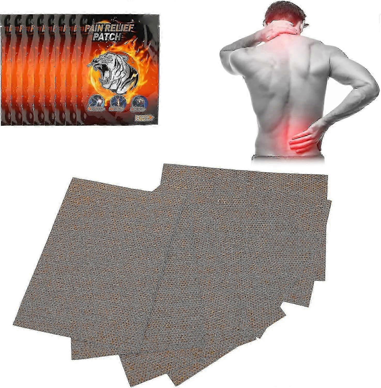 80kpl Tiger Patches, kiinalainen Red Tiger Back Patch Ultra Strength lämpölaastari lihasnivel polvi hartia niska kipu