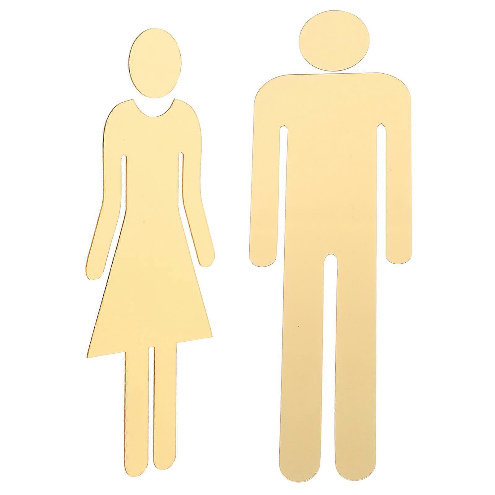 Acrylic Restroom Signs Gold Gender Indication For Home And Business Public Space Use 1 Pair
